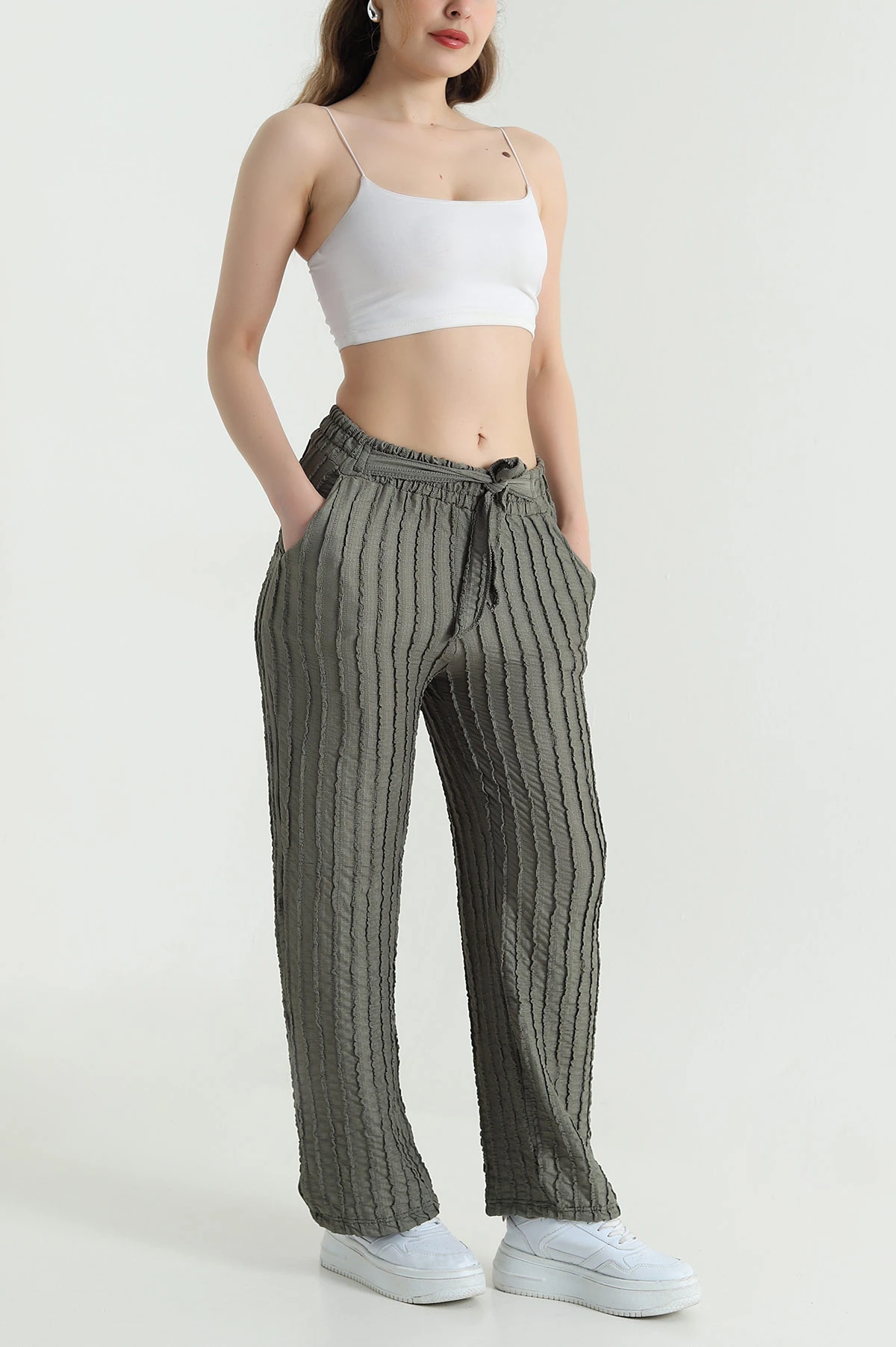 Haki Bol Paça Toscana Kadın Pantolon 469933