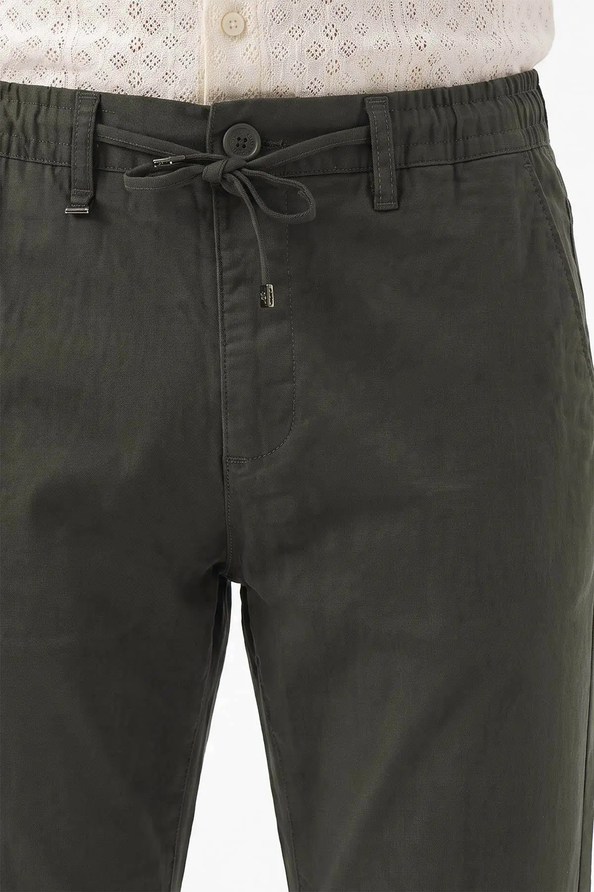 Haki Boyfriend Belden Bağlamalı Erkek Pantolon 493186