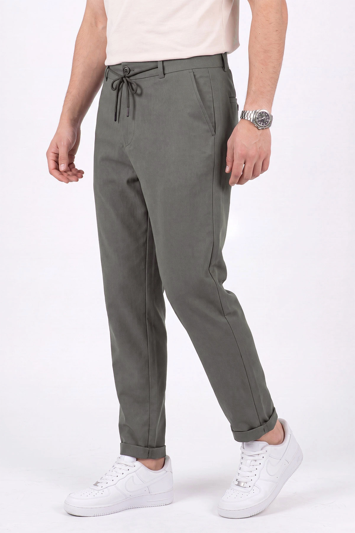 Haki Duble Paça Double Kumaş Pantolon 472199