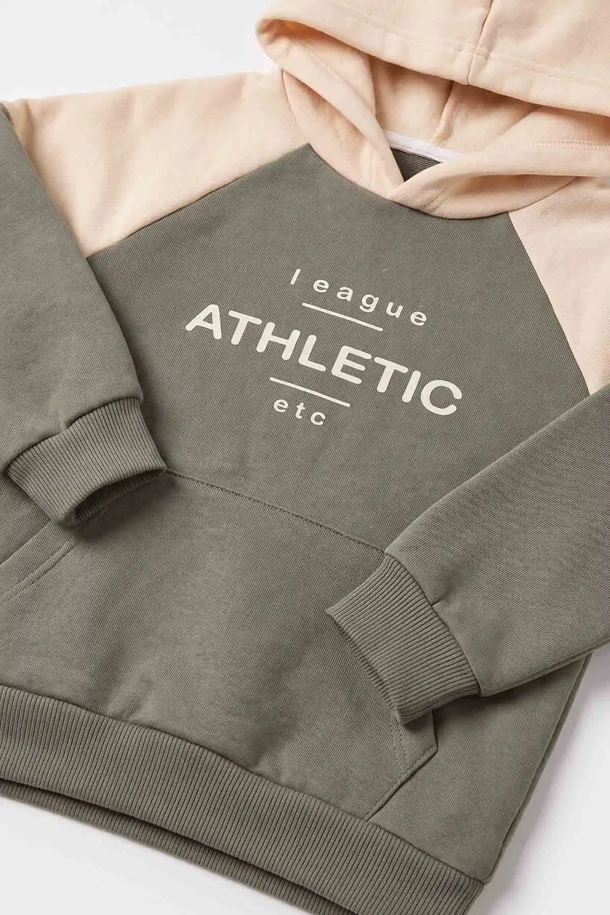 Haki Ekru (2-6  Yaş) Athletic Baskılı Kapüşonlu   3 İp Şardonlu Erkek Çocuk Kışlık Takım 481863