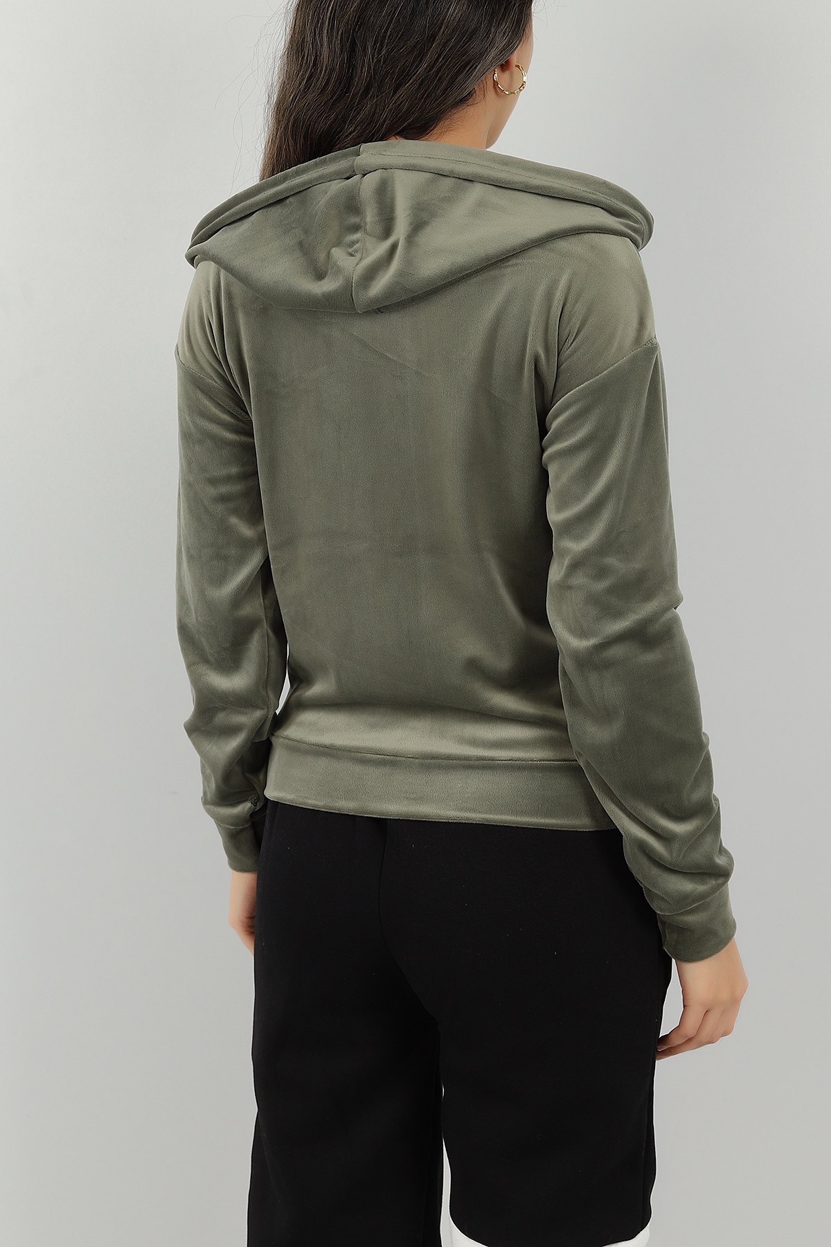 Haki Fermuarlı Kadife Sweat 147273