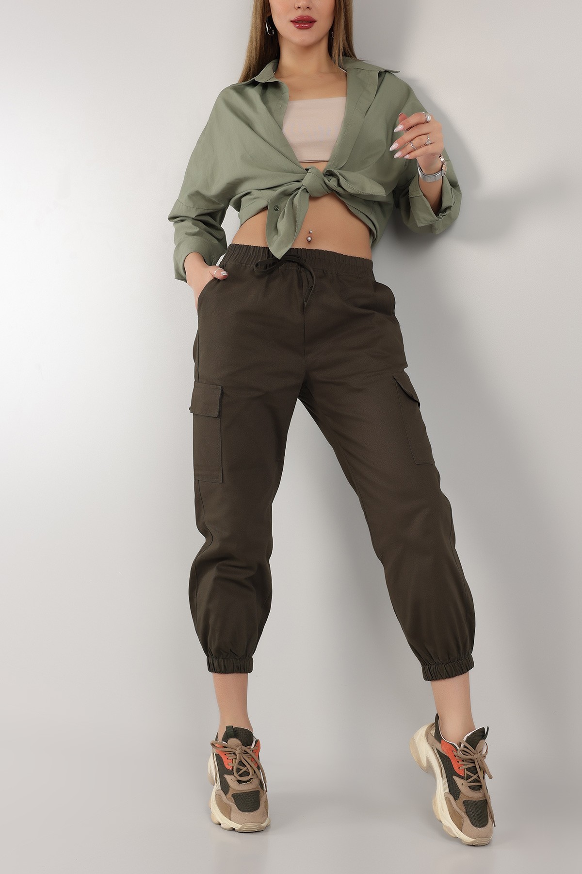 Haki Gabardin Jogger Bayan Pantolon 158554