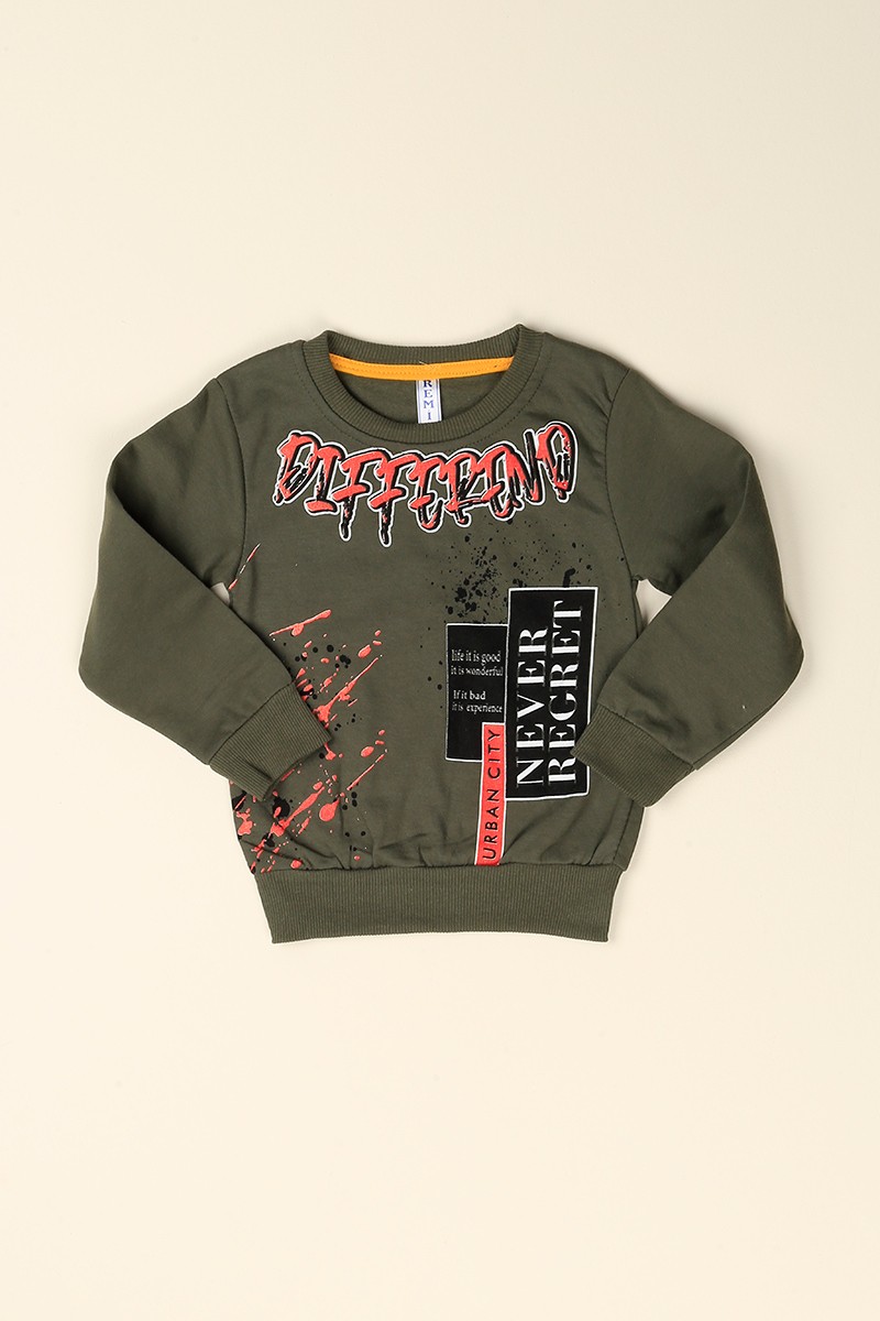 Haki İçi Şardonlu Baskılı Erkek Çocuk Sweat 77123