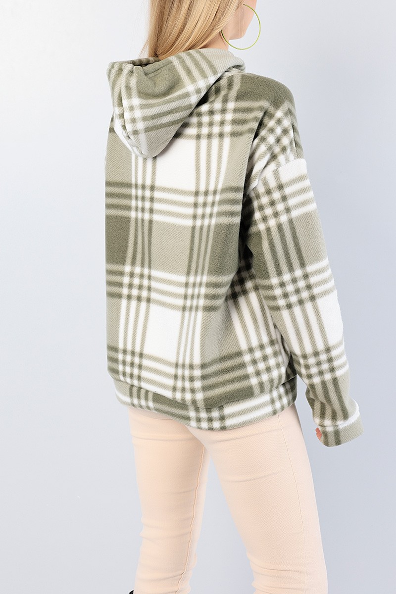 Haki Kapüşonlu Bayan Polar Sweat 78721