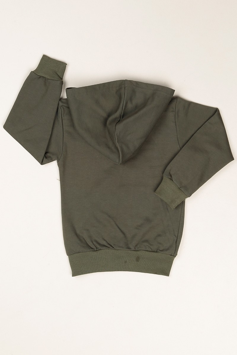 Haki Kapüşonlu İçi Şardonlu Erkek Çocuk Sweat 80674