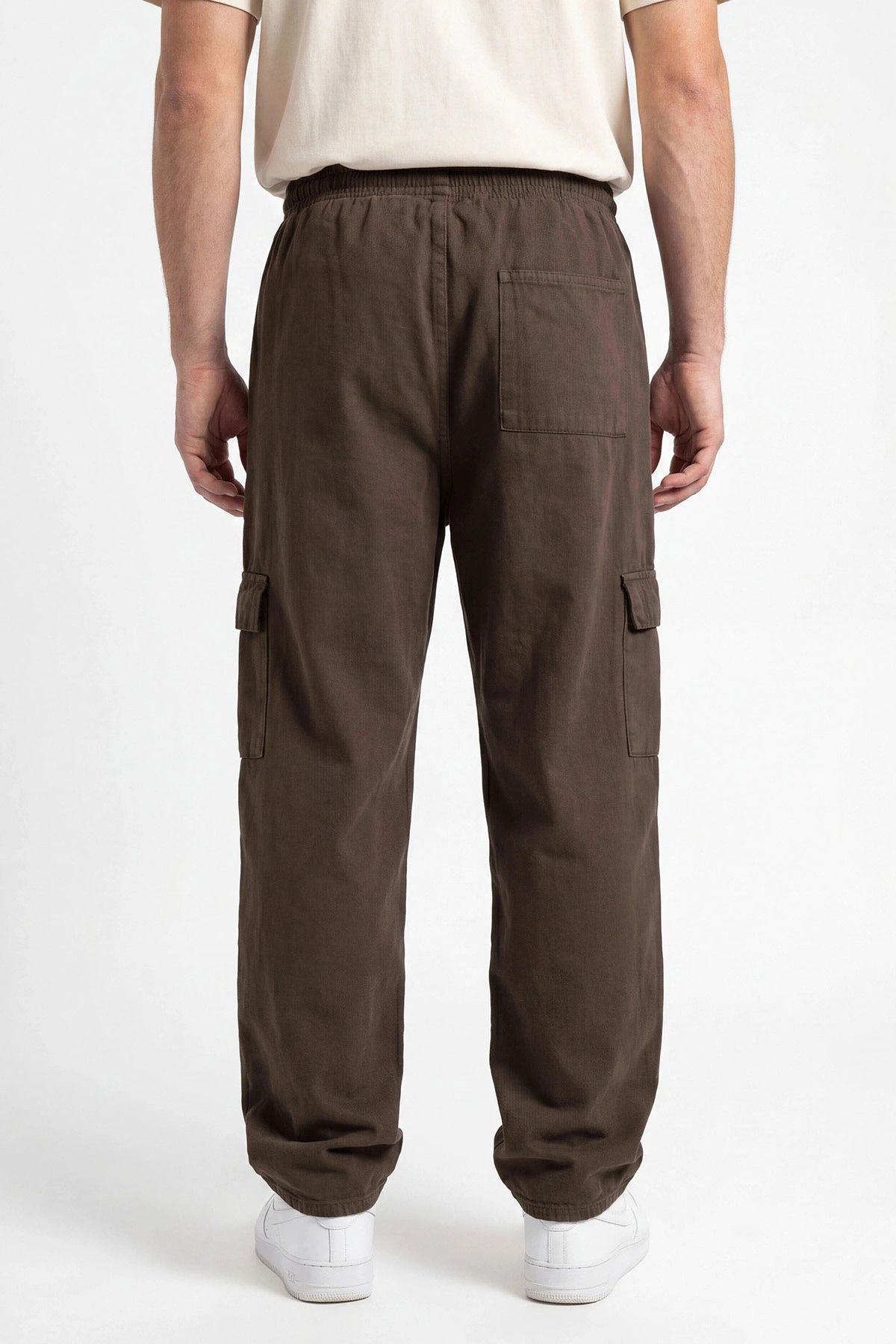 Kahverengi Keten Baggy Kargo Cepli Erkek Pantolon 456100
