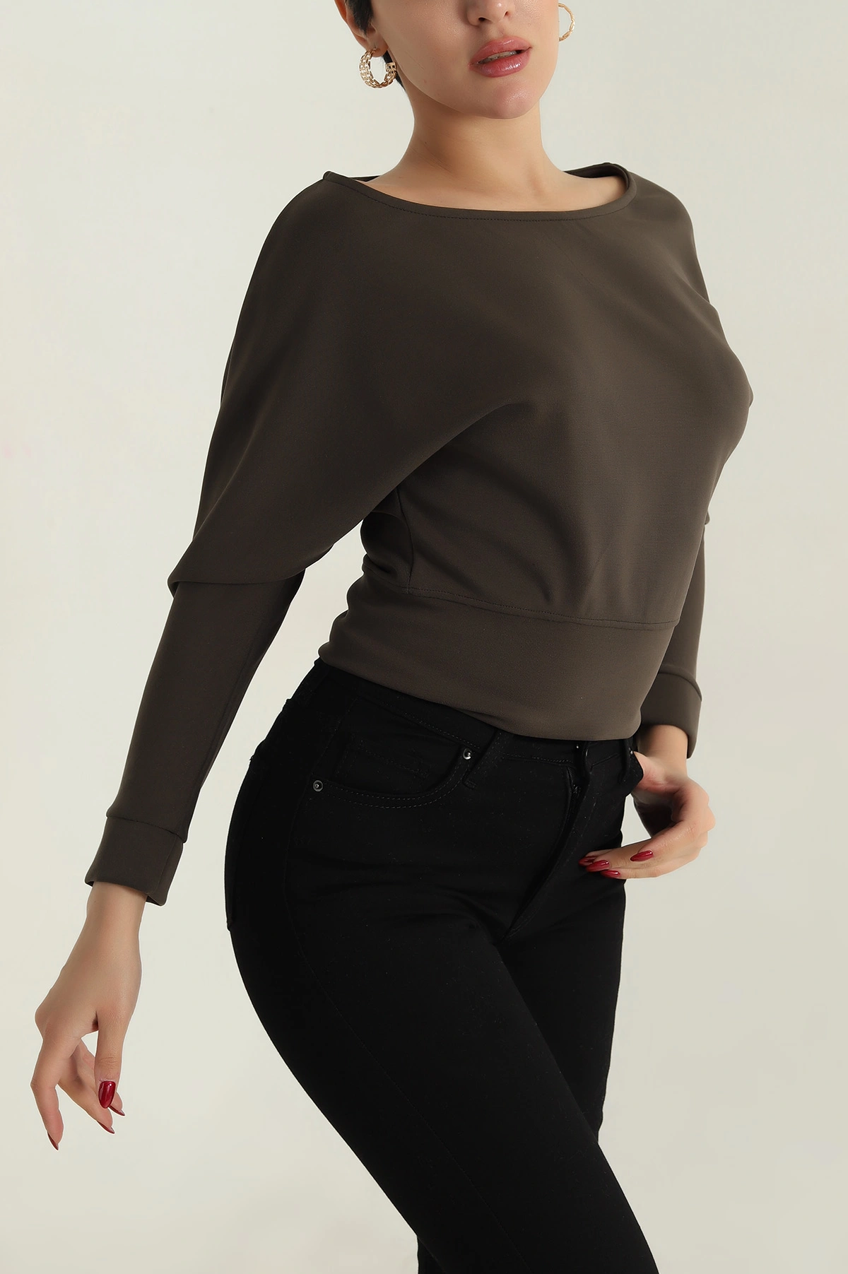 Haki Likralı Modal Kadın Badi 413954