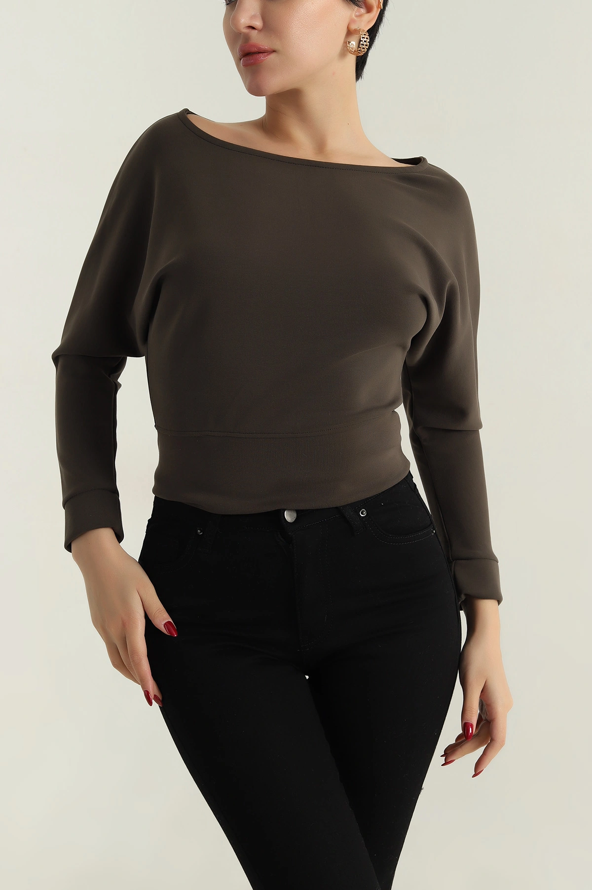 Haki Likralı Modal Kadın Badi 413954