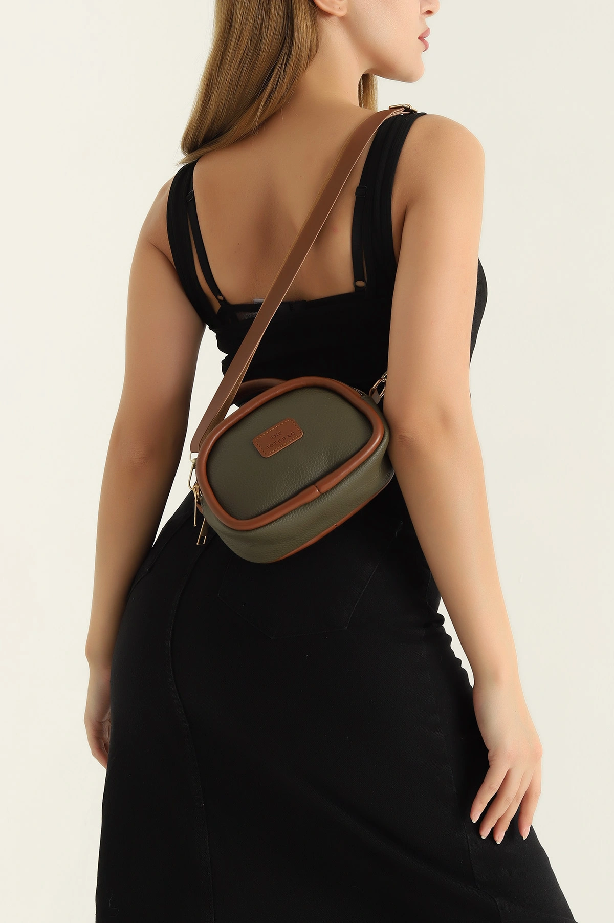 Haki Mini Boy Fermuarlı Kadın El ve Omuz Çantası 317568