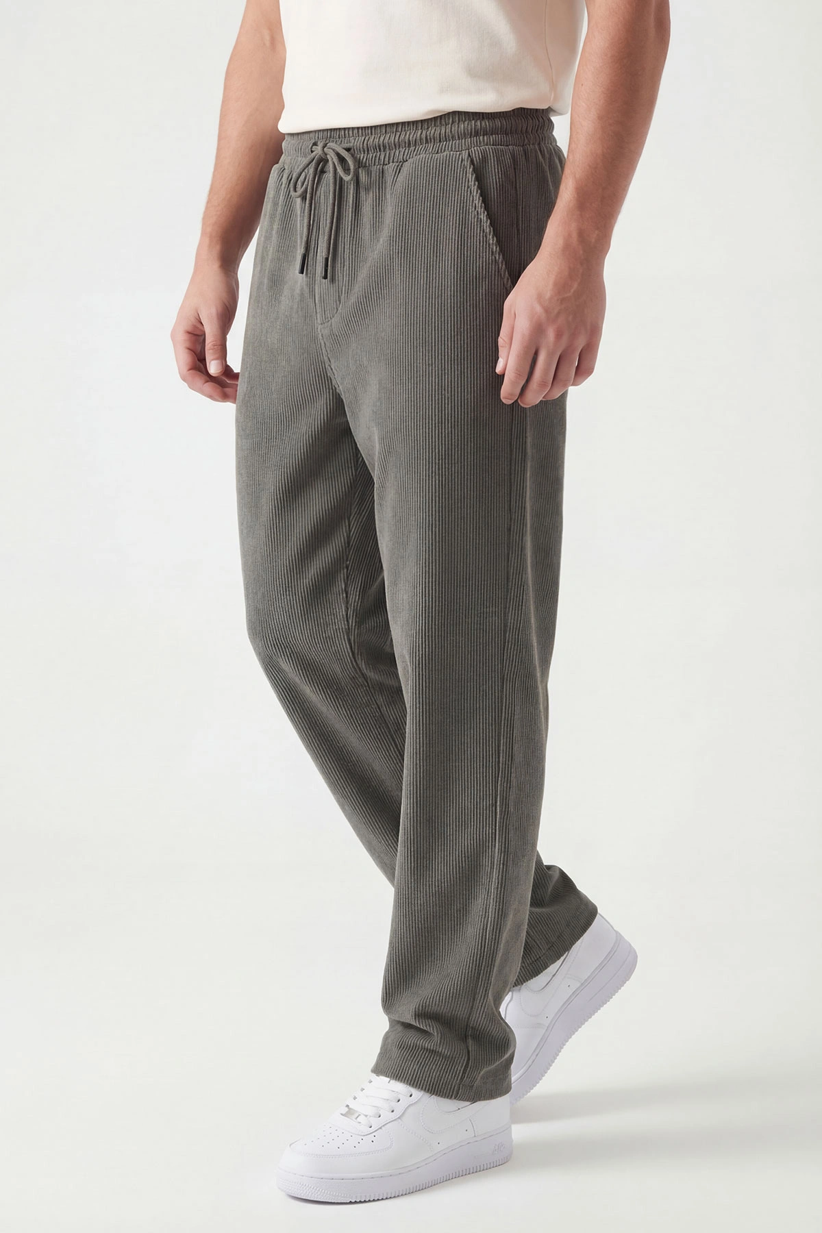 Haki Ottoman Kumaş Baggy Belden Bağlamalı Erkek Pantolon 442056