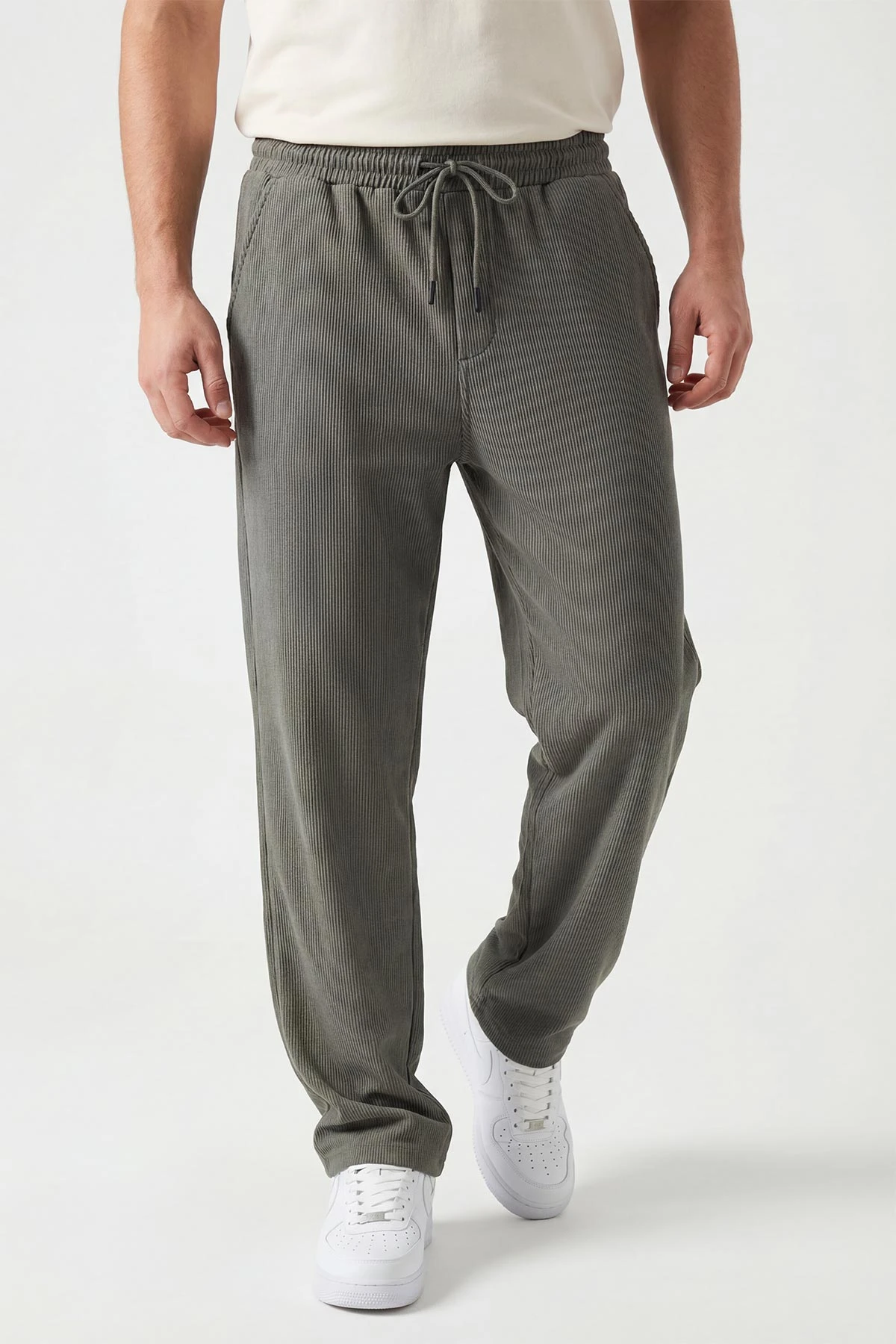 Haki Ottoman Kumaş Baggy Belden Bağlamalı Erkek Pantolon 442056