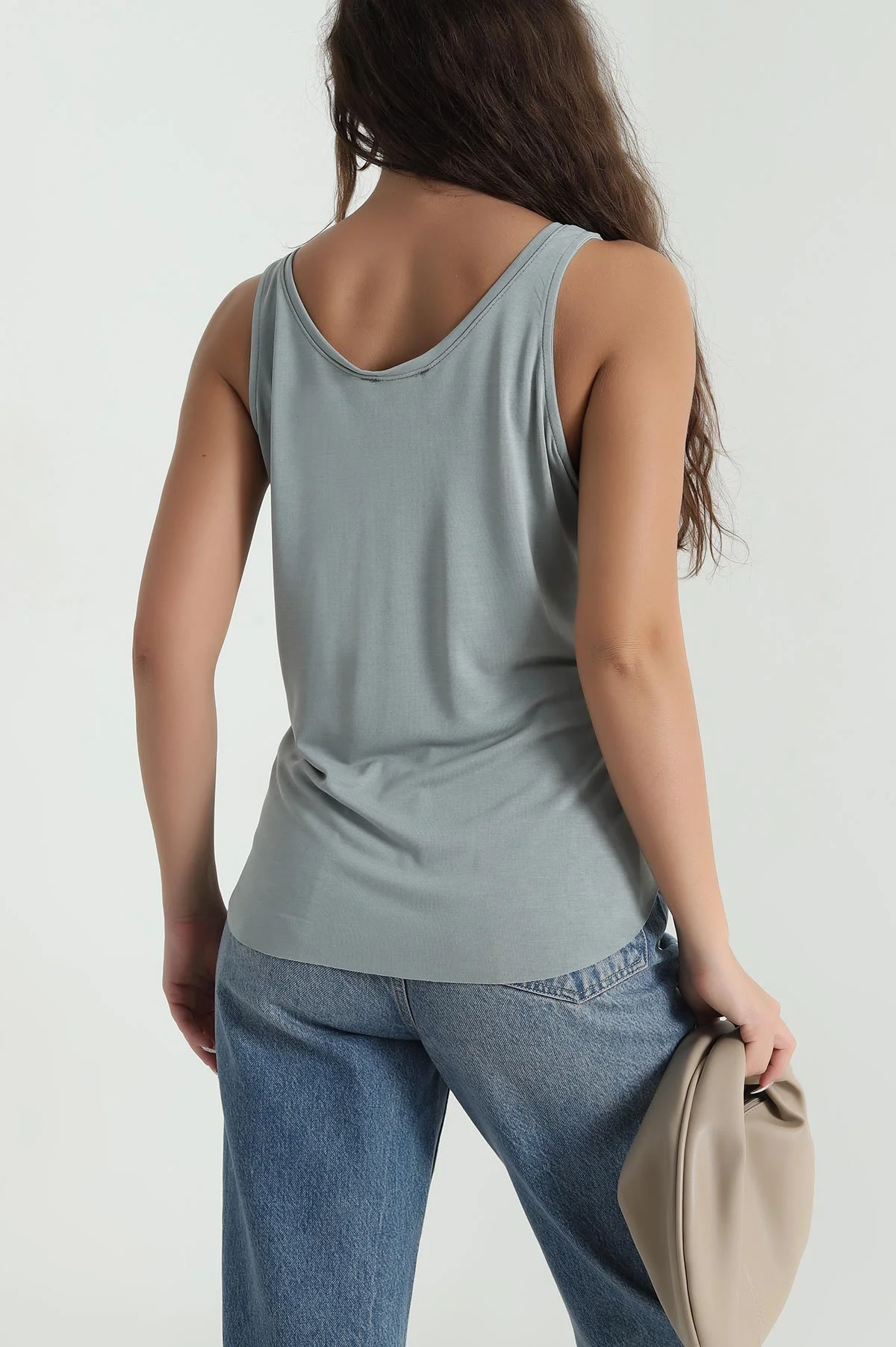 Haki Oval Kesim Modal Kadın Atlet 482078