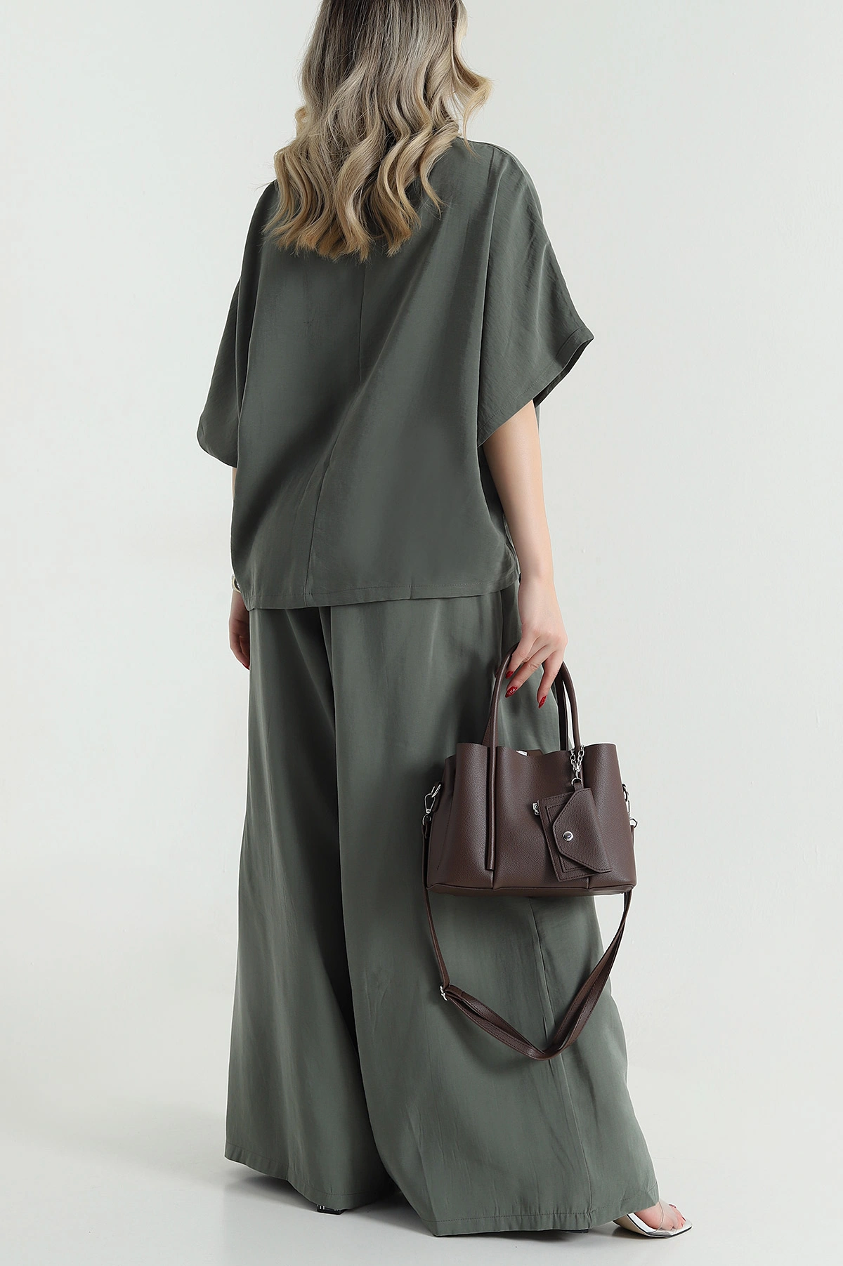 Haki Oversize Tencel Kadın İkili Takım 472020