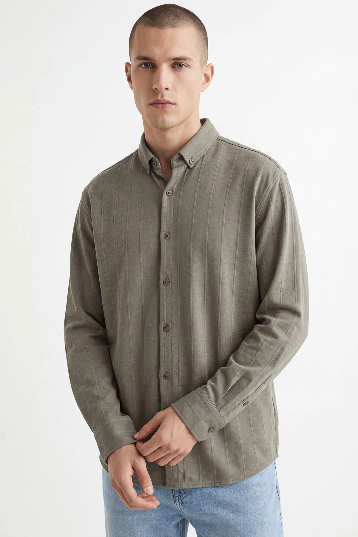 Haki Oversize Yeni Sezon Erkek Gömlek 448974