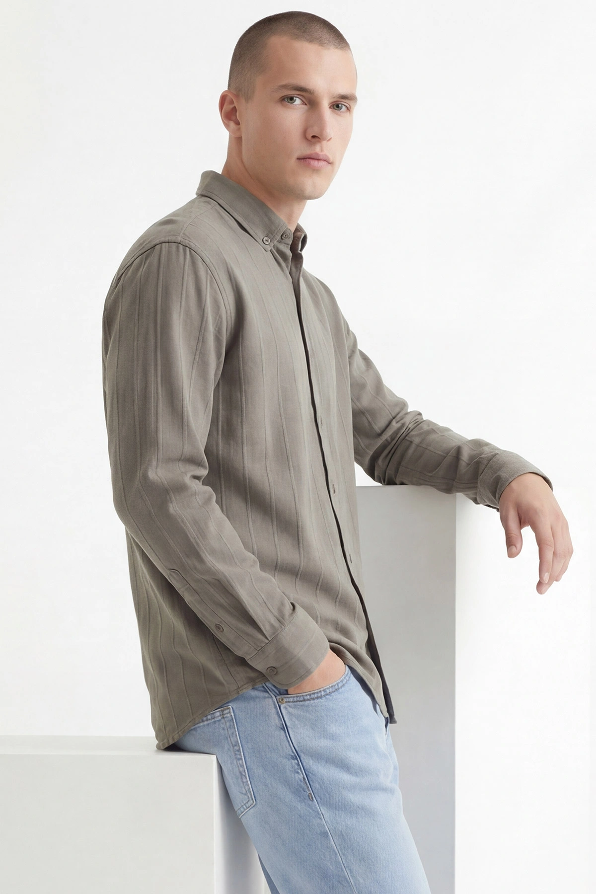 Haki Oversize Yeni Sezon Erkek Gömlek 448974