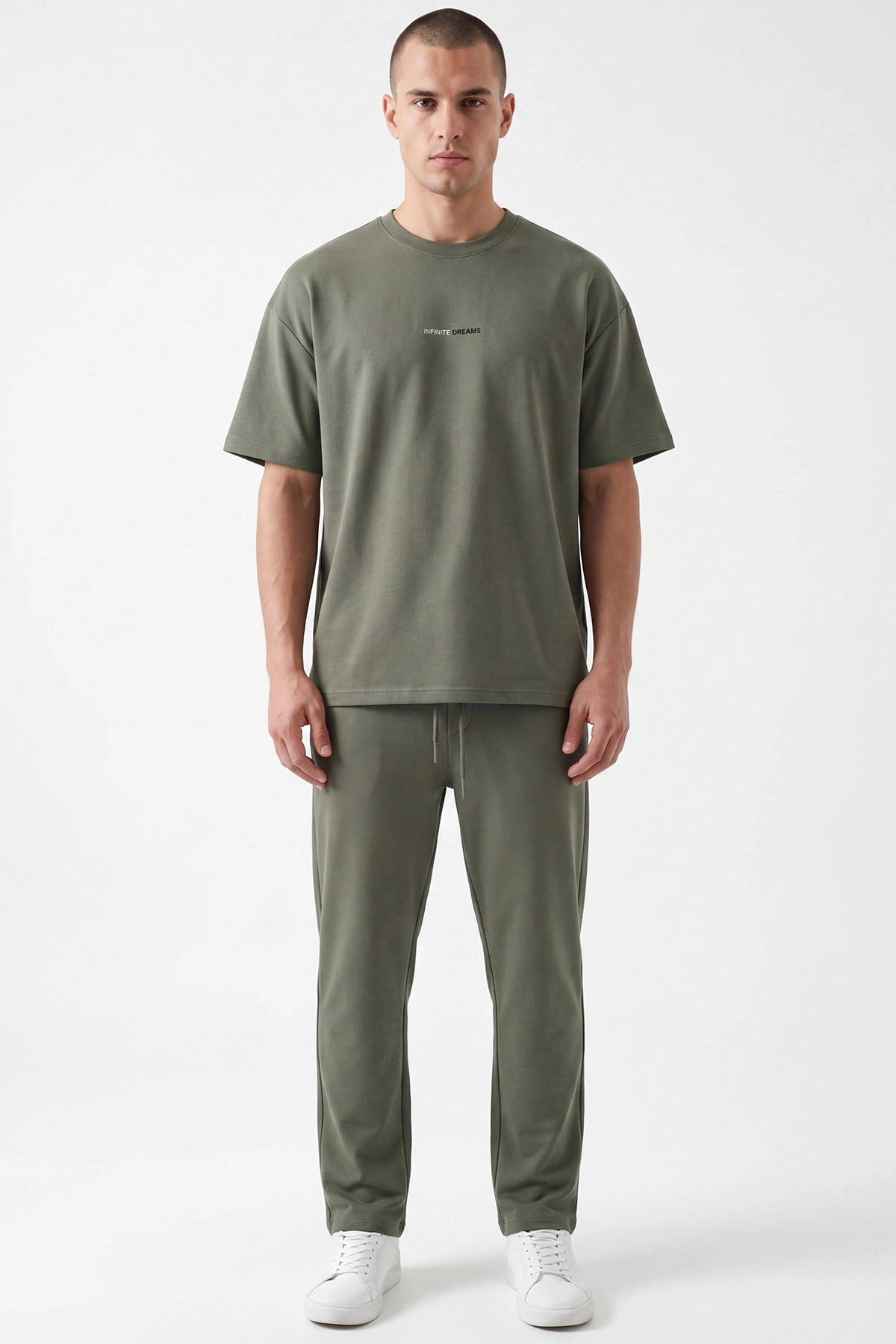 Haki Oysho Kumaş Oversize Bisiklet Yaka Erkek İkili Takım 445189