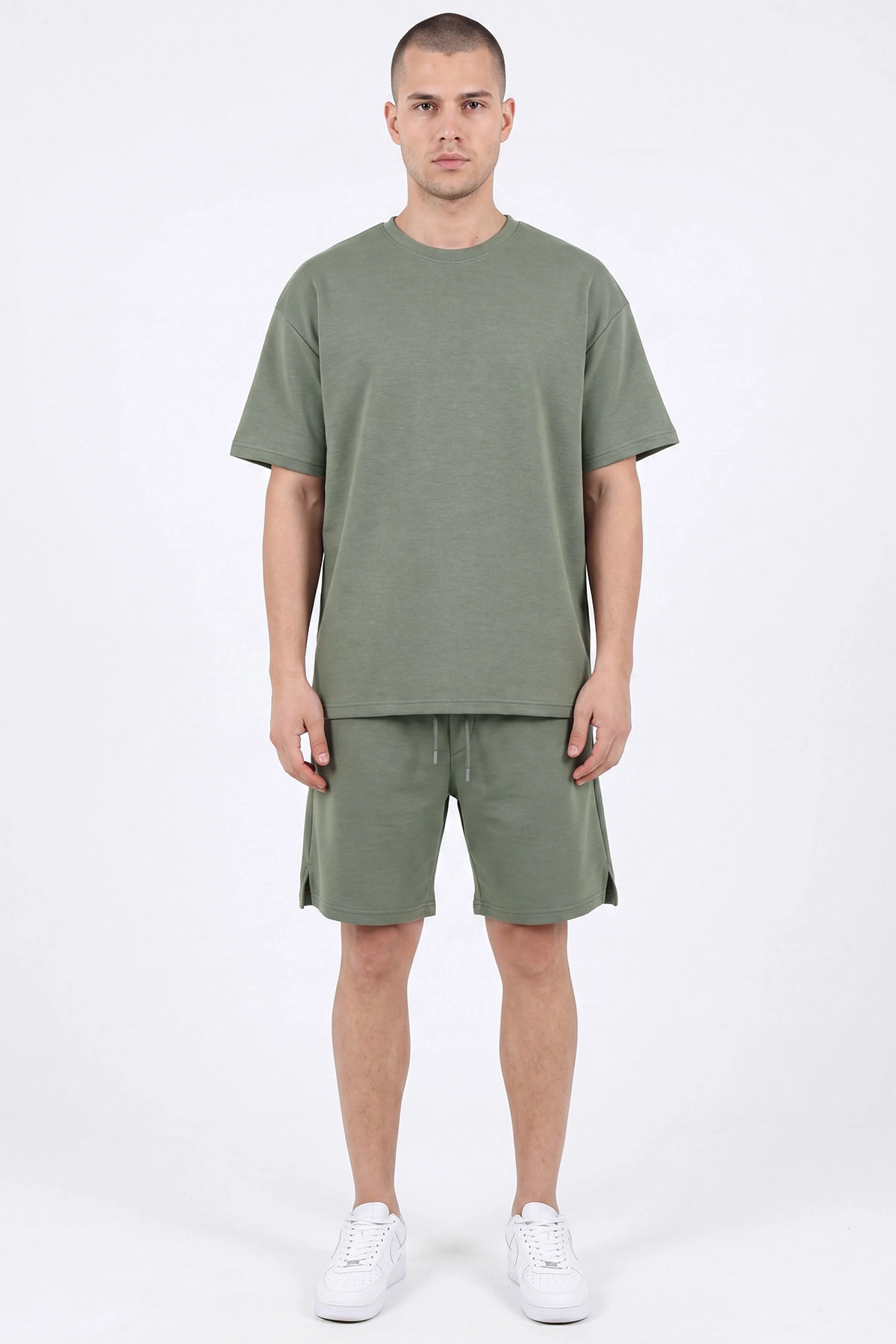 Haki Oysho Kumaş Oversize Erkek Şortlu Takım 467614