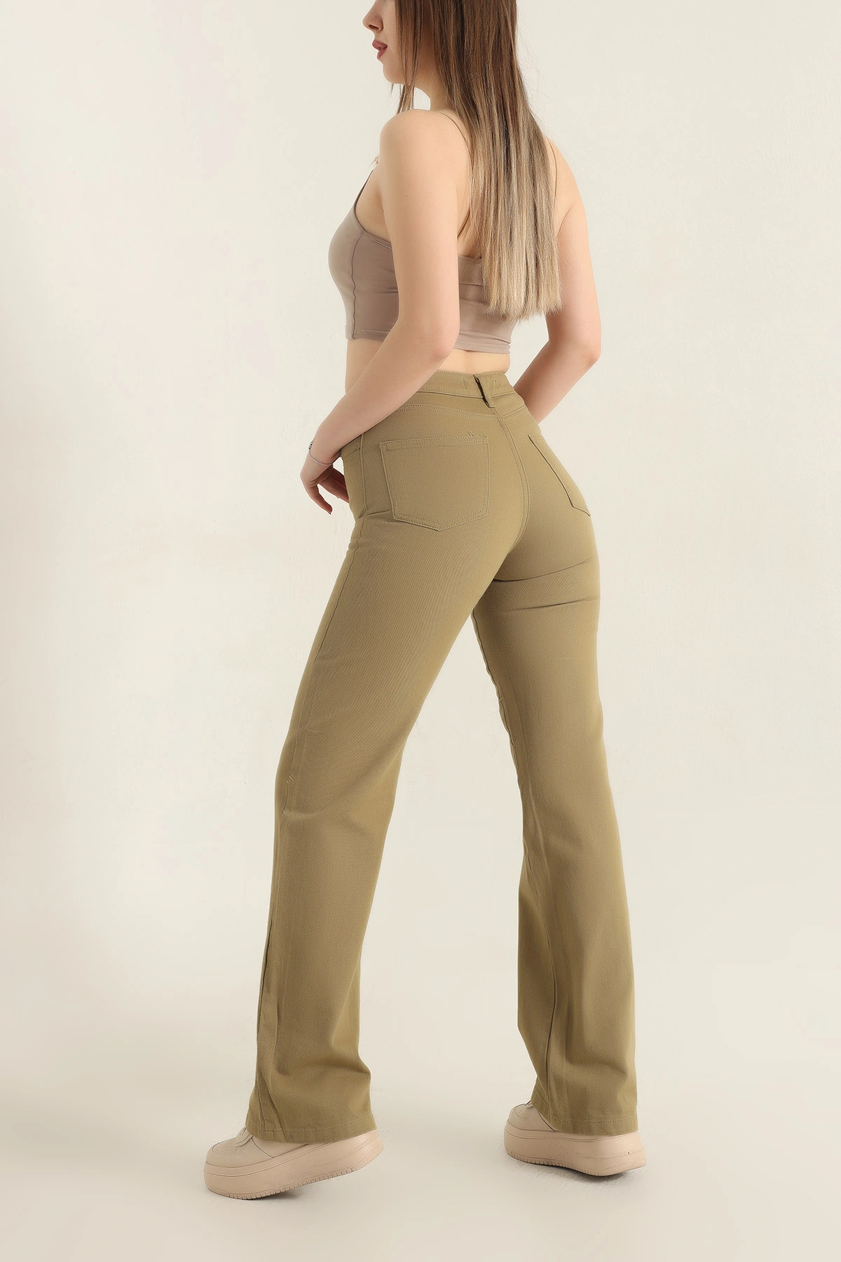 Haki Palazzo Bayan Kot Pantolon 337606
