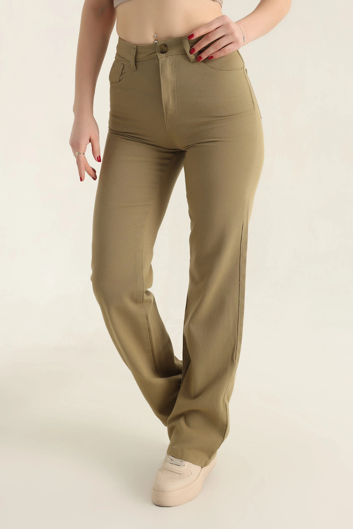 Haki Palazzo Bayan Kot Pantolon 337606