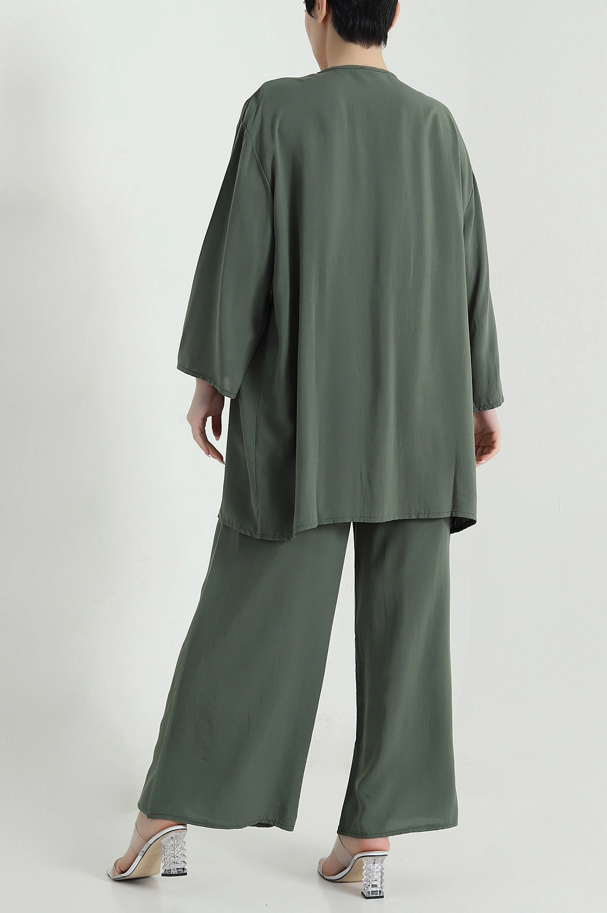 Haki Pantolon Kimono Dokuma Kadın İkili Takım 460346