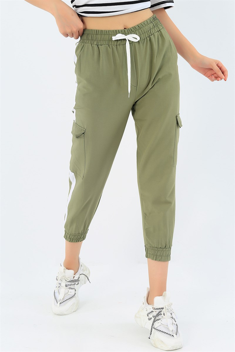 Haki Paraşüt Kumaş Kargo Cep Pantolon 37435