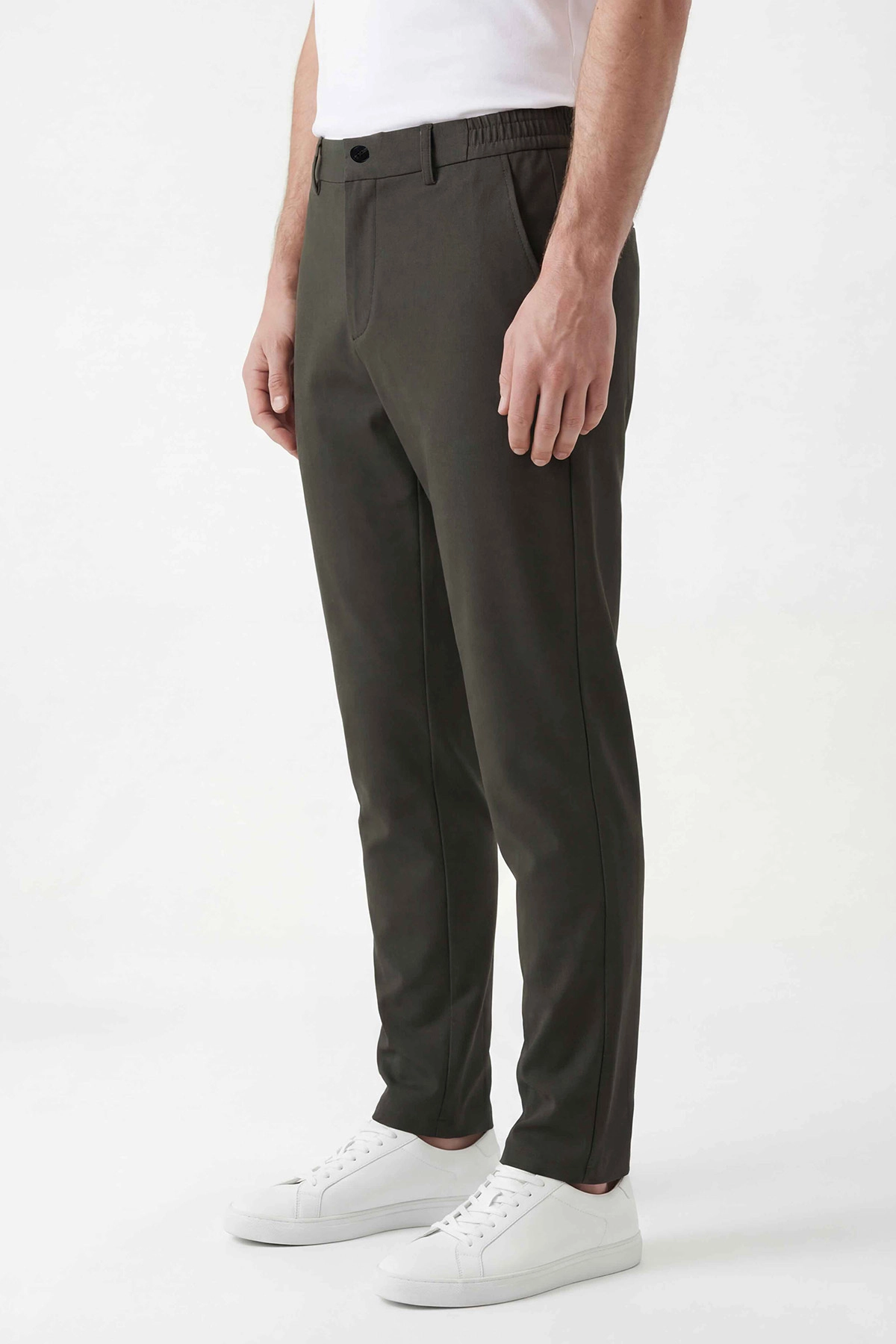 Haki Regular Fit Beli Lastikli Erkek Pantolon 430619