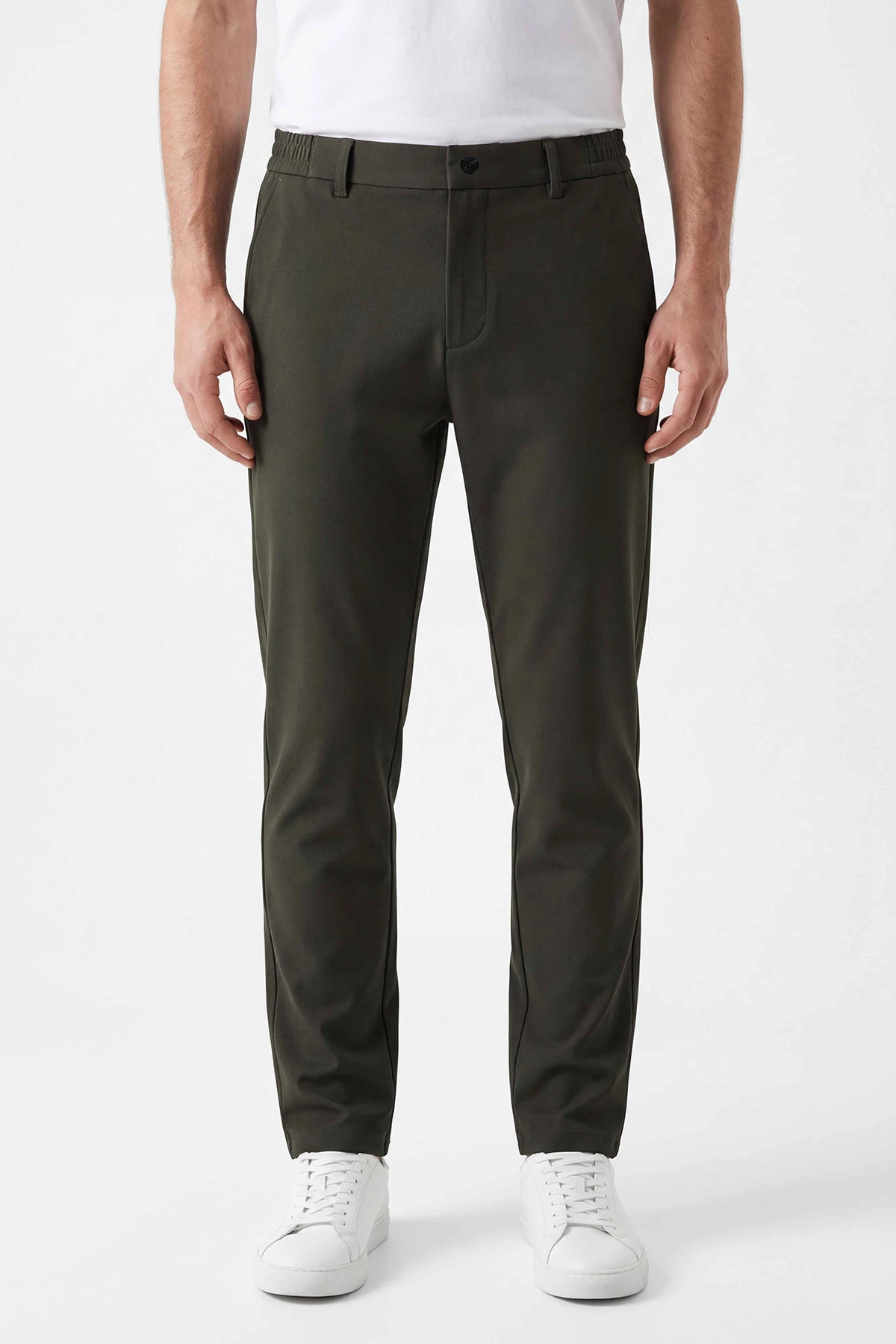 Haki Regular Fit Beli Lastikli Erkek Pantolon 430619