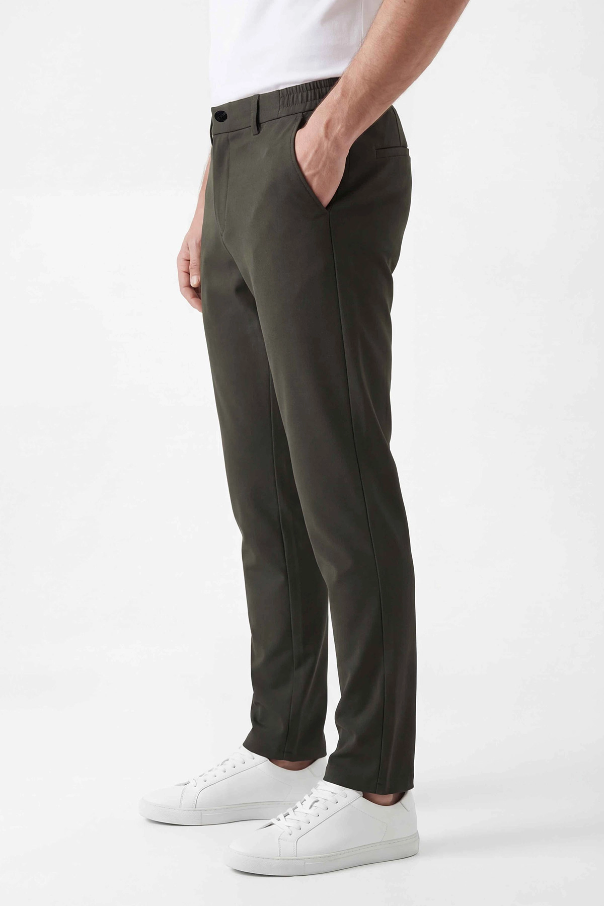Haki Regular Fit Beli Lastikli Erkek Pantolon 430619