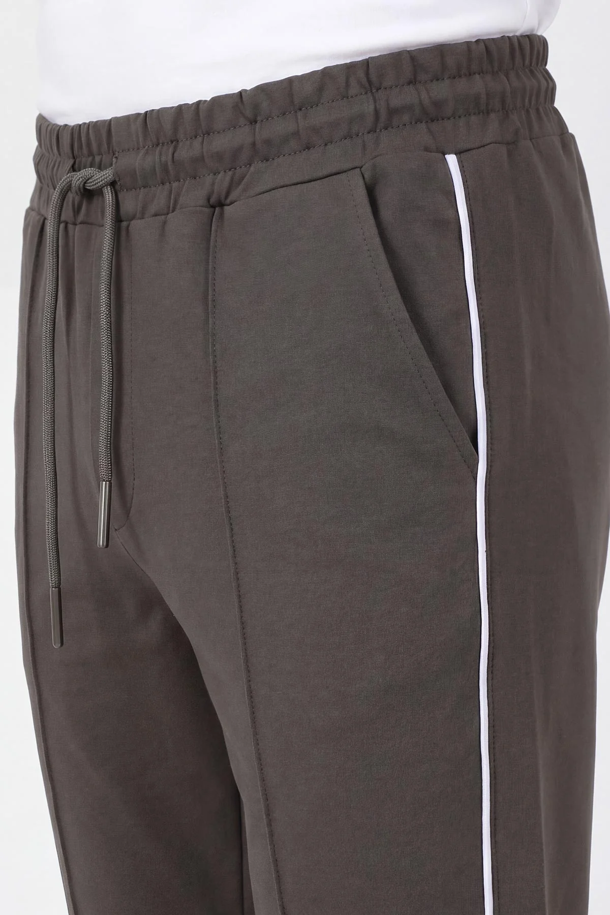 Haki Regular Fit Çimalı Şerit Detaylı Erkek Eşofman Altı 459785