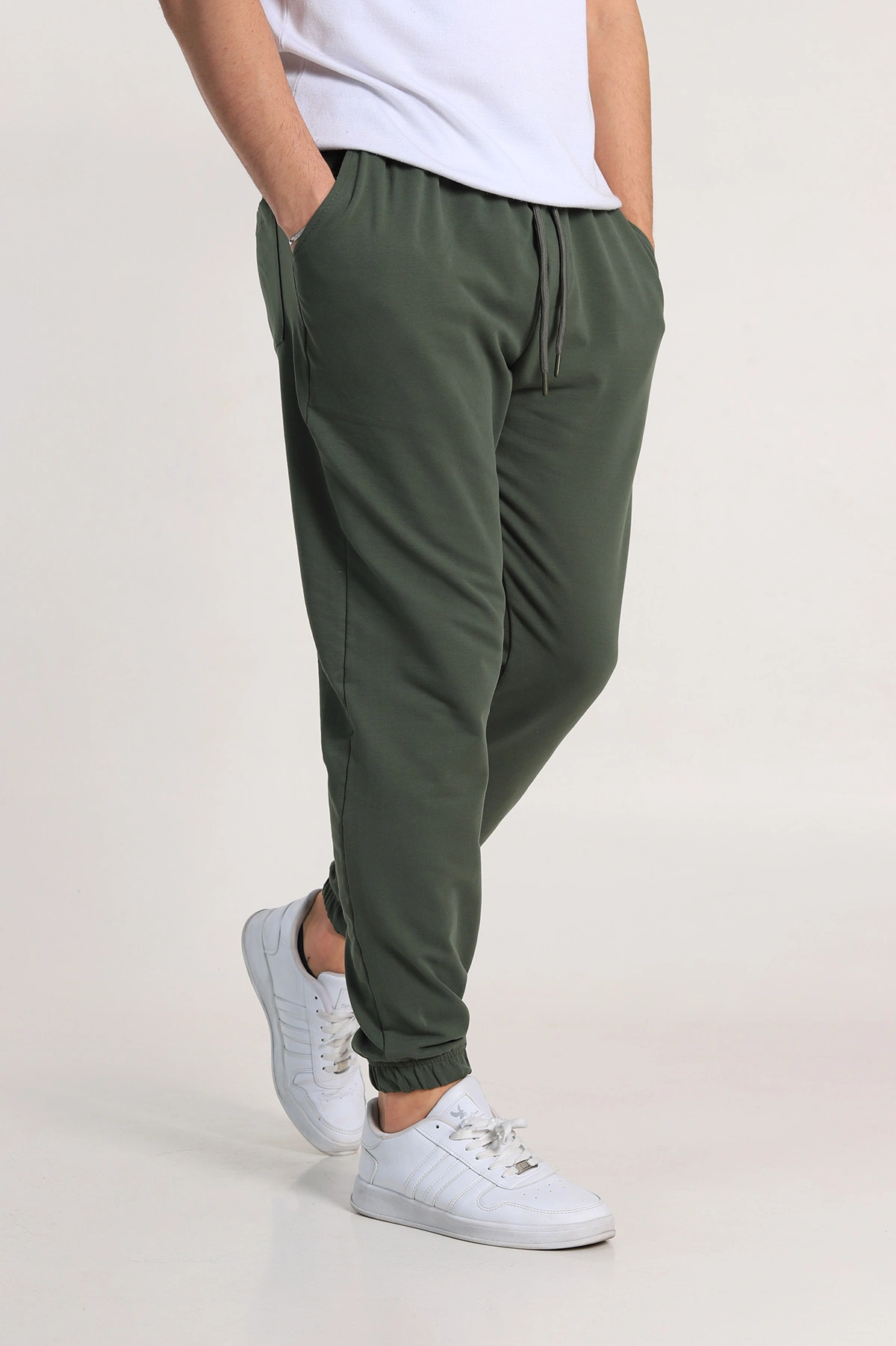 Haki Regular Fit İki İp Paça Lastikli Erkek Eşofman Altı 338276