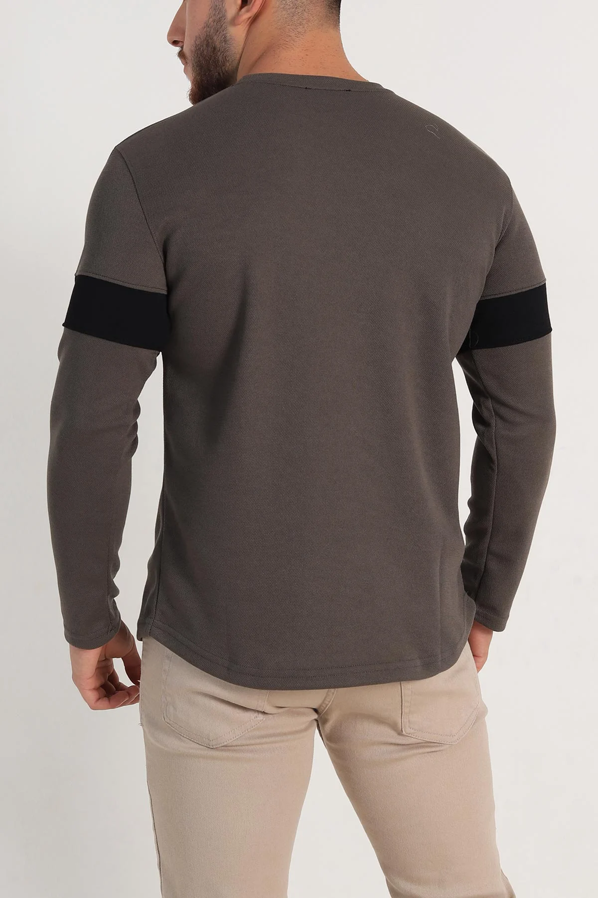Haki Regular Fit Kabartma Baskılı Erkek Sweatshirt 303424