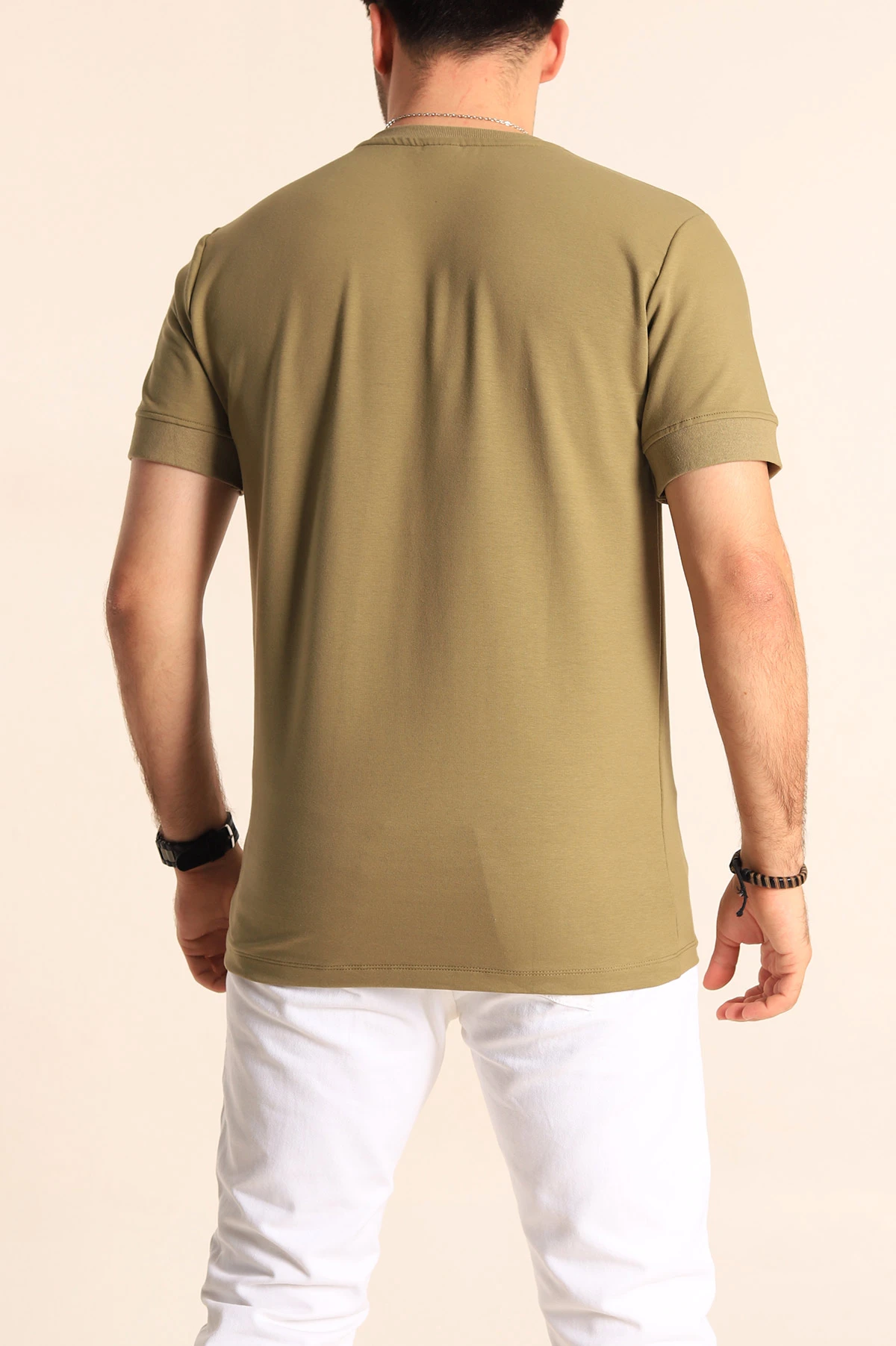Haki Regular Fit Yazı Detay Erkek Tişört 252189