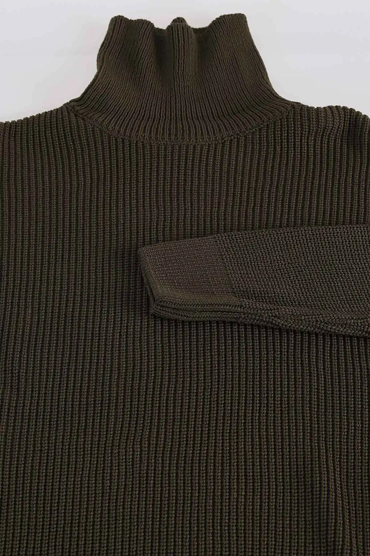 Haki Relaxed Fit Balıkçı Yaka Erkek Triko Kazak 397754
