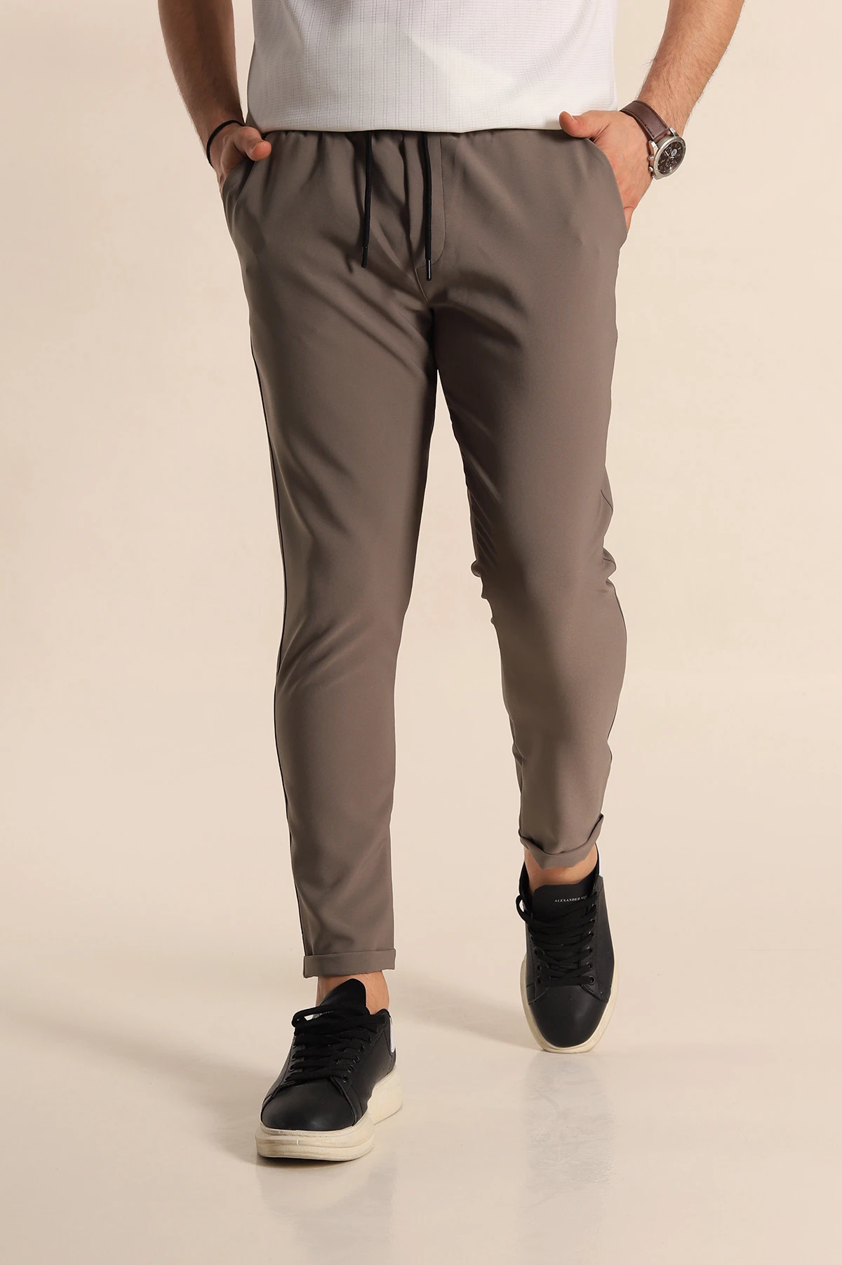 Haki Relaxed Fit Bel Bağlamalı Duble Paça Erkek Jogger Pantolon 266087