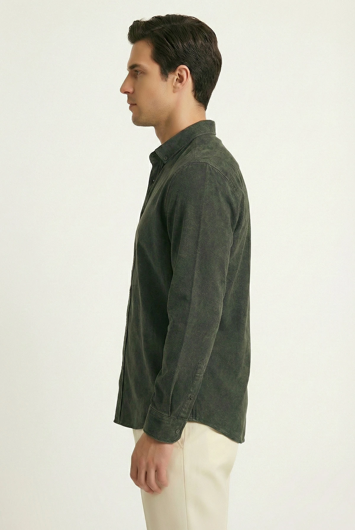 Haki Relaxed Fit Erkek Kot Gömlek 419372