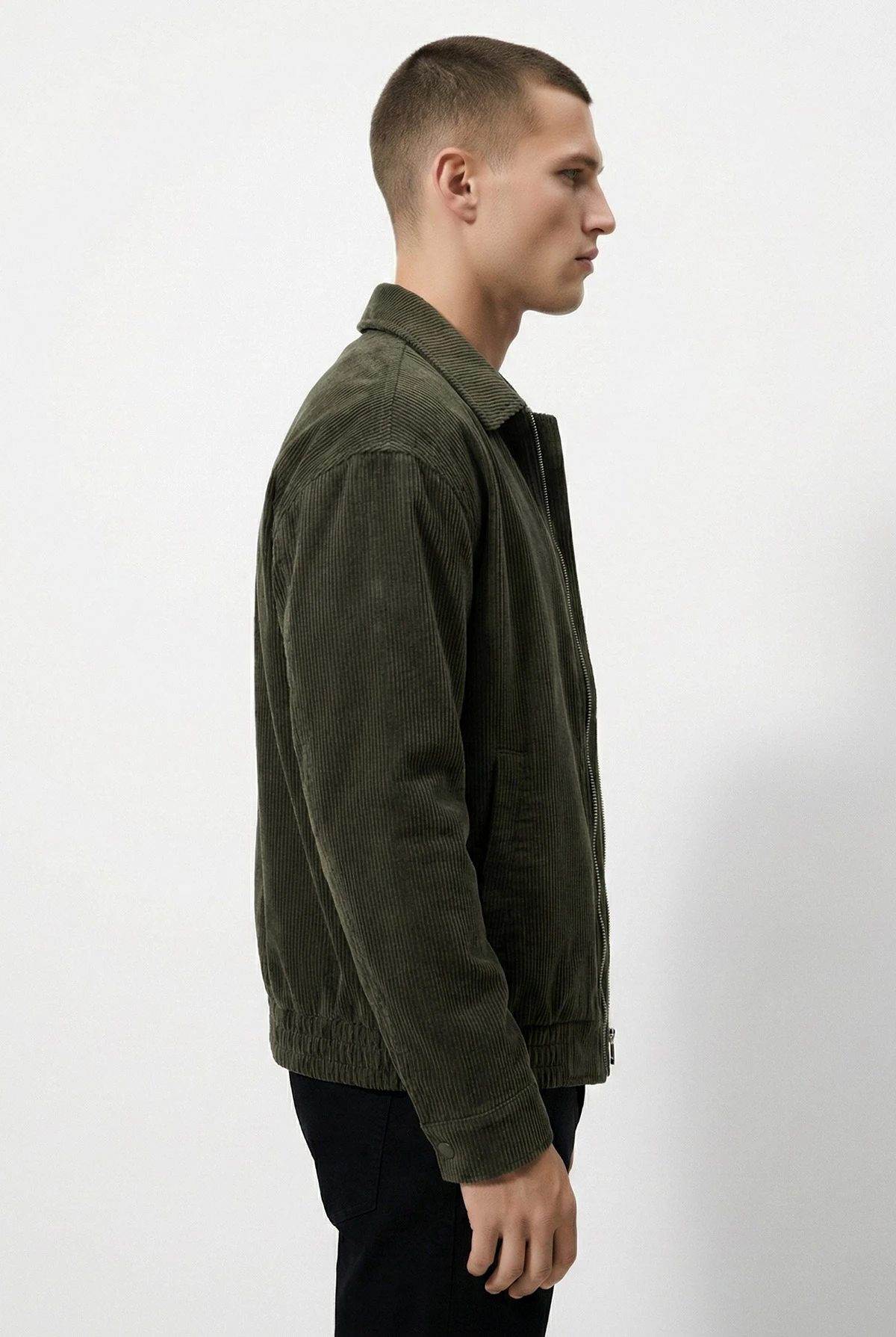 Haki Relaxed Fit Fitilli Dokulu İçi Astarlı Bel Lastikli Erkek Ceket 418935