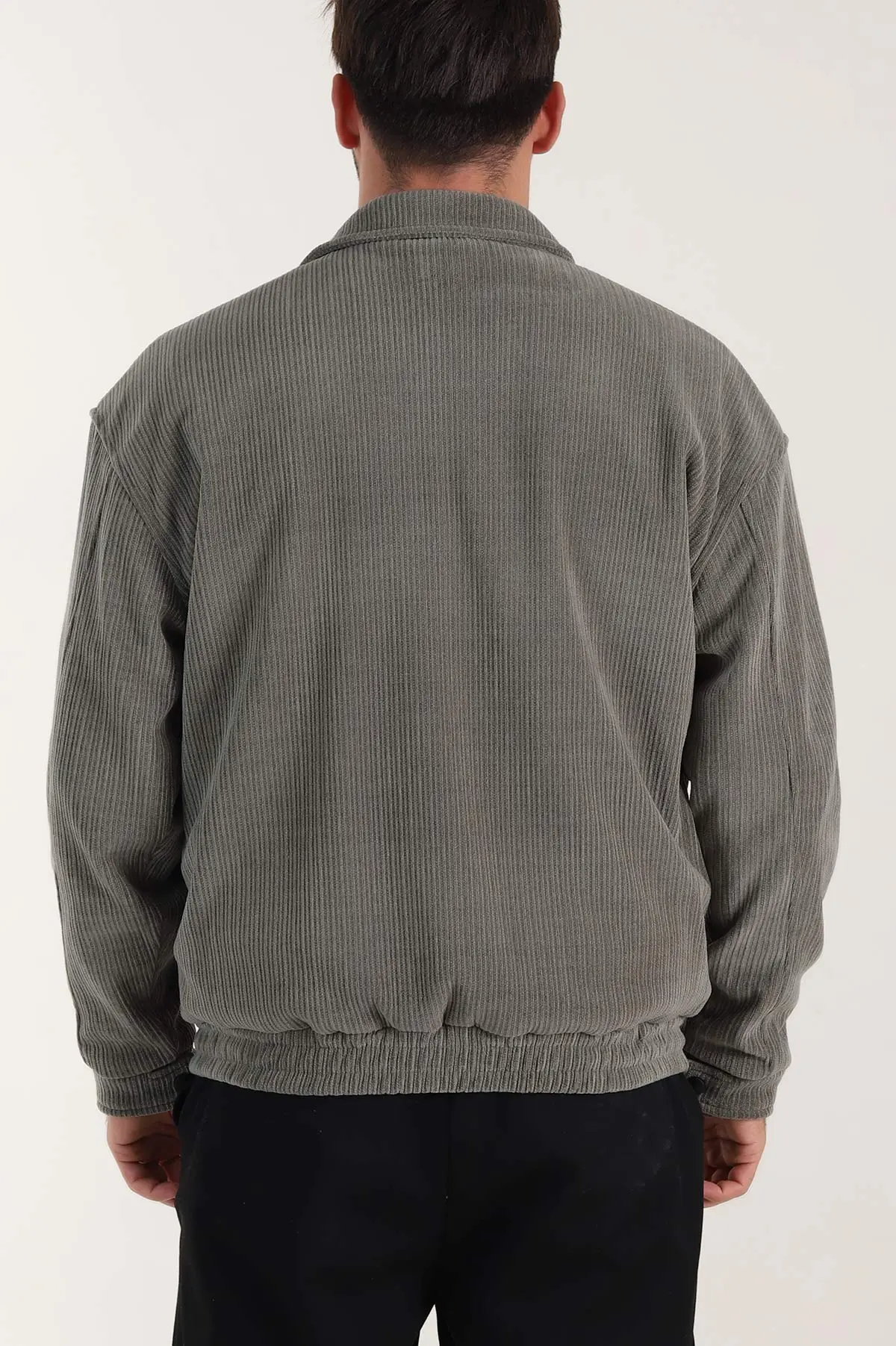 Haki Relaxed Fit Fitilli Dokulu İçi Astarlı Erkek Mont 409642