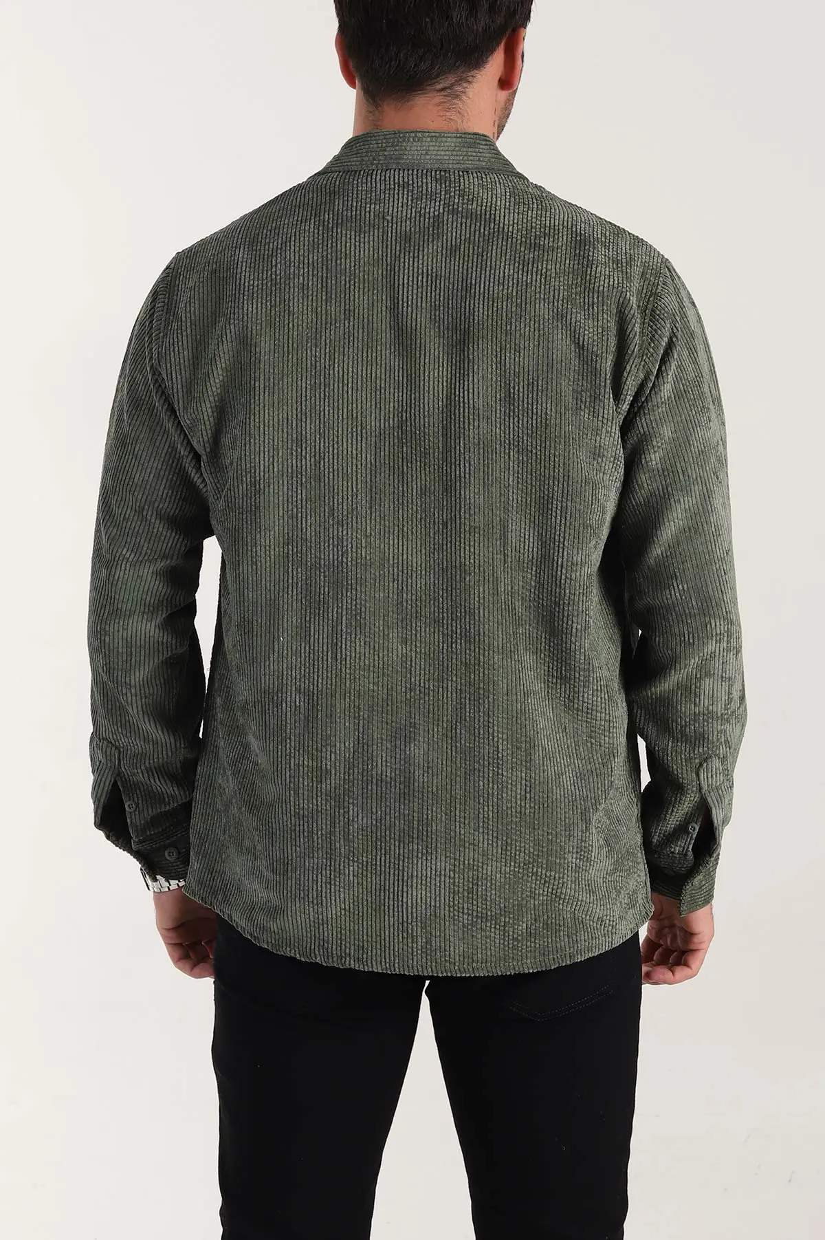 Haki Relaxed Fit Fitilli Kadife Erkek Gömlek 399964