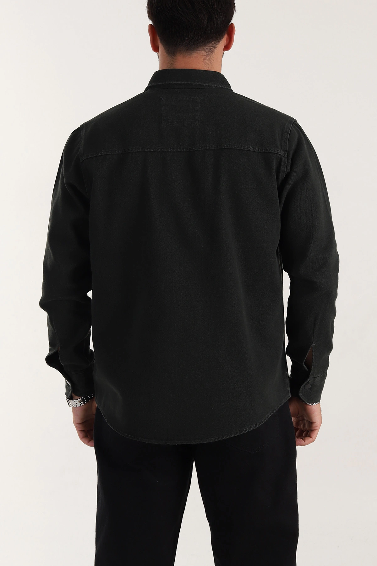 Haki Relaxed Fit Gabardin Çift Cepli Yıkamalı Erkek Gömlek 397968