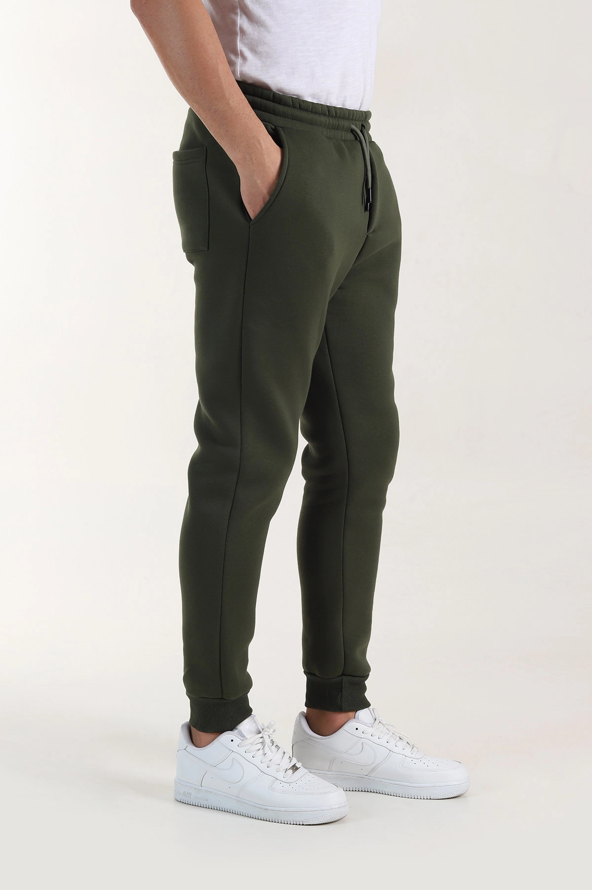 Haki Relaxed Fit Üç İp Şardonlu Manşetli Paça Erkek Eşofman Altı 413478