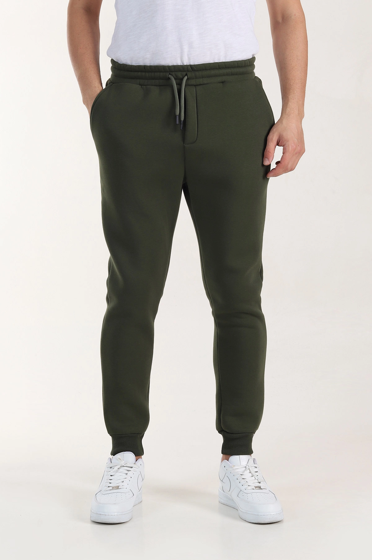 Haki Relaxed Fit Üç İp Şardonlu Manşetli Paça Erkek Eşofman Altı 413478