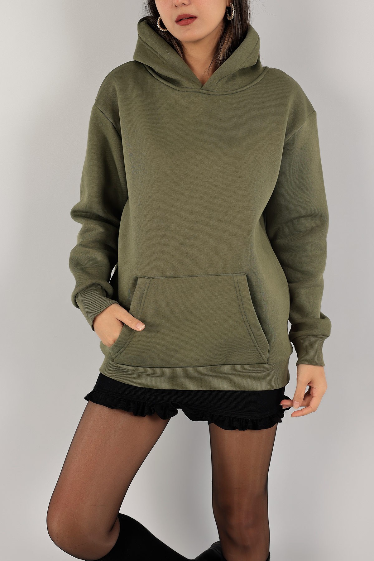 Haki Şardonlu Bayan Sweat 136521