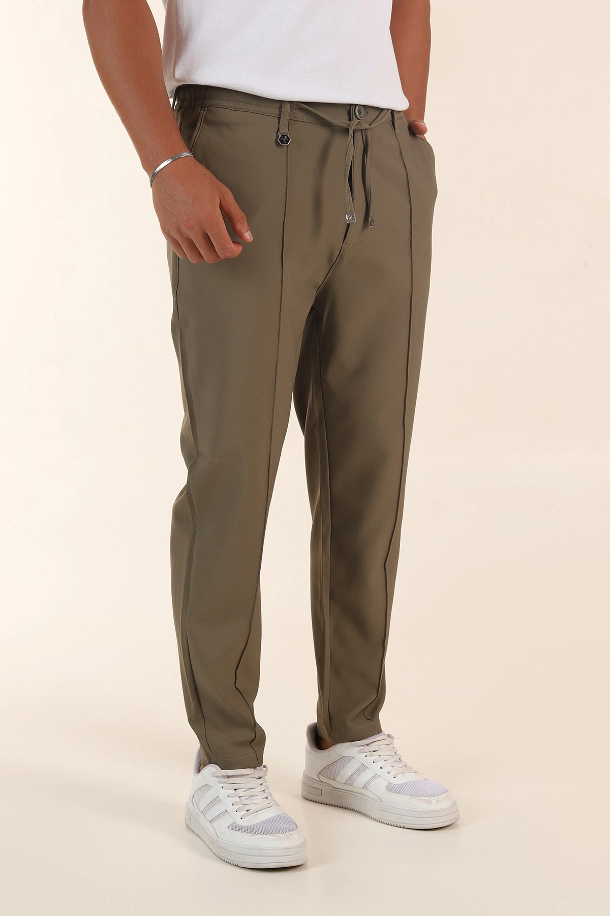Haki Slim Fit Çimalı Bel Lastikli Erkek Jogger Pantolon 380954
