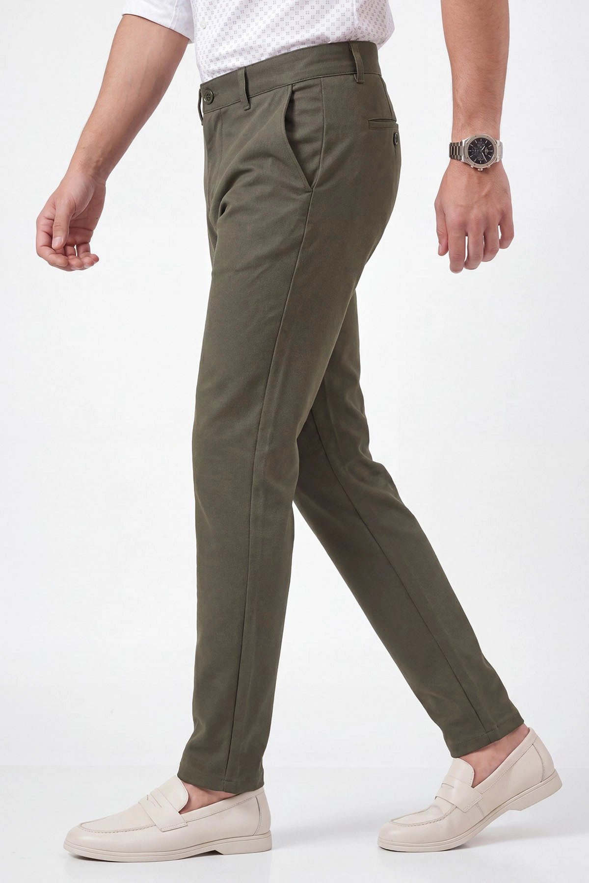 Haki Slim Fit Petek Armürlü Erkek Pantolon 472204