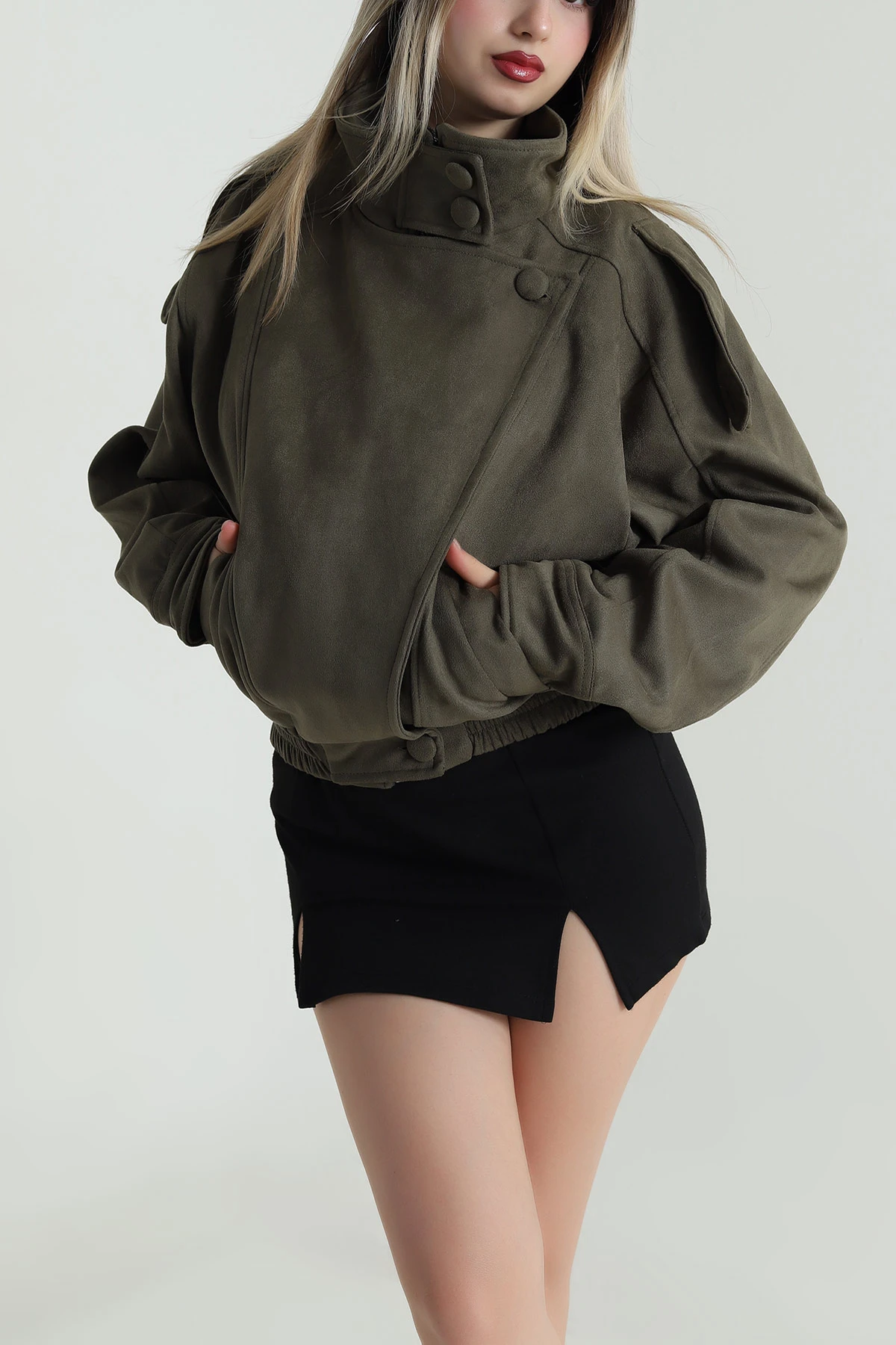 Haki Süet Kadın Mont 488236