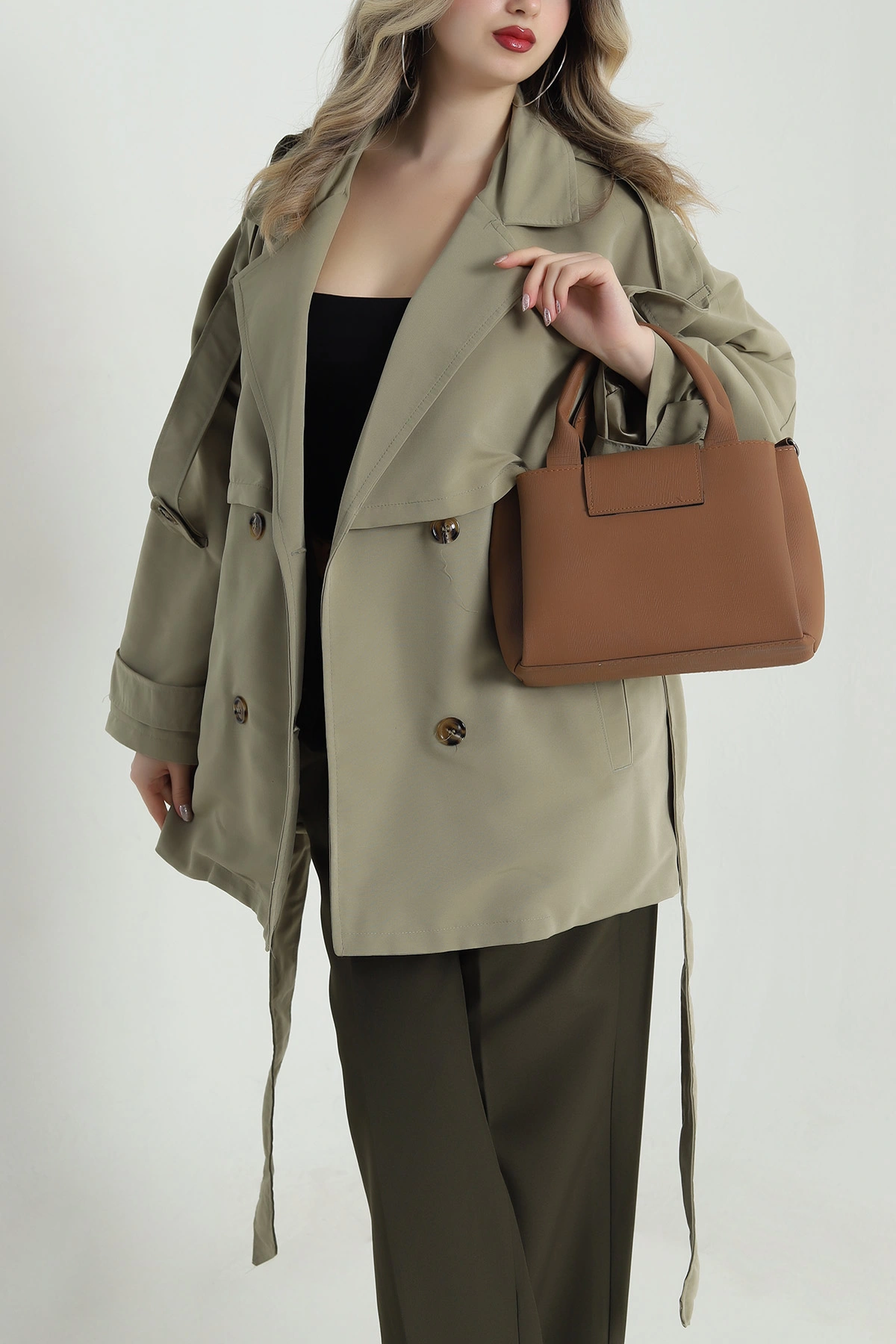 Haki Torino Oversize Kadın Trenç 490732