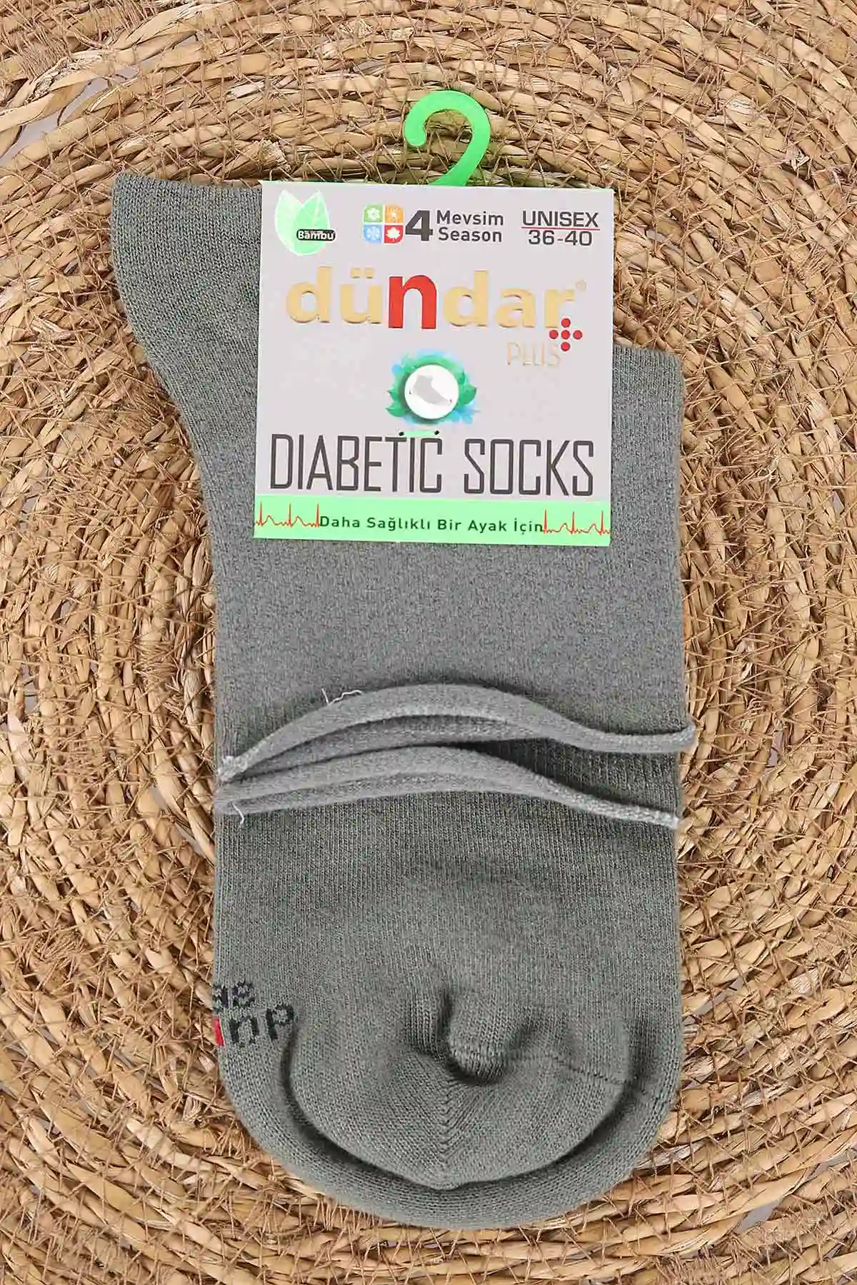 Haki Unisex Dört Mevsim Diyabetik Bambu Konç Çorap (36-40) 477032