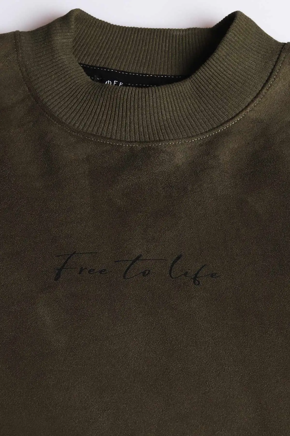 Haki Yazı Detaylı Bisiklet Yaka Erkek Sweatshirt 396974