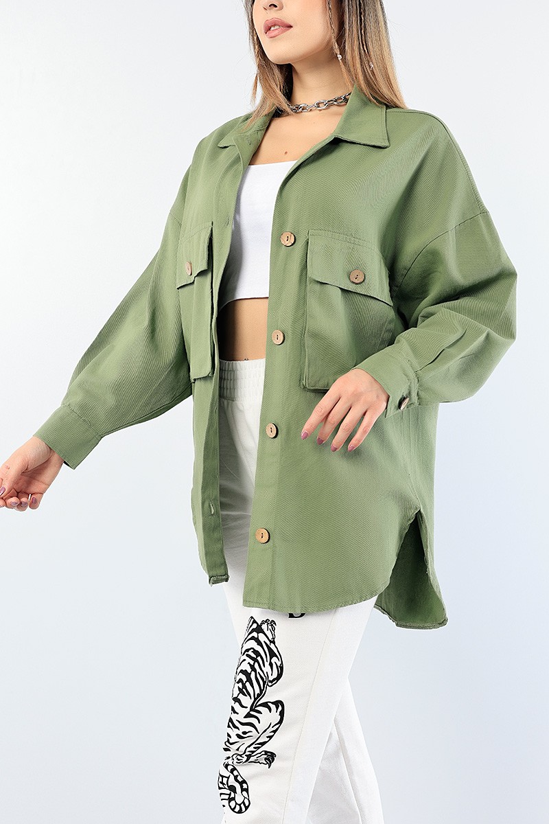Haki Yeni Sezon Bayan Gabardin Tasarım 76050