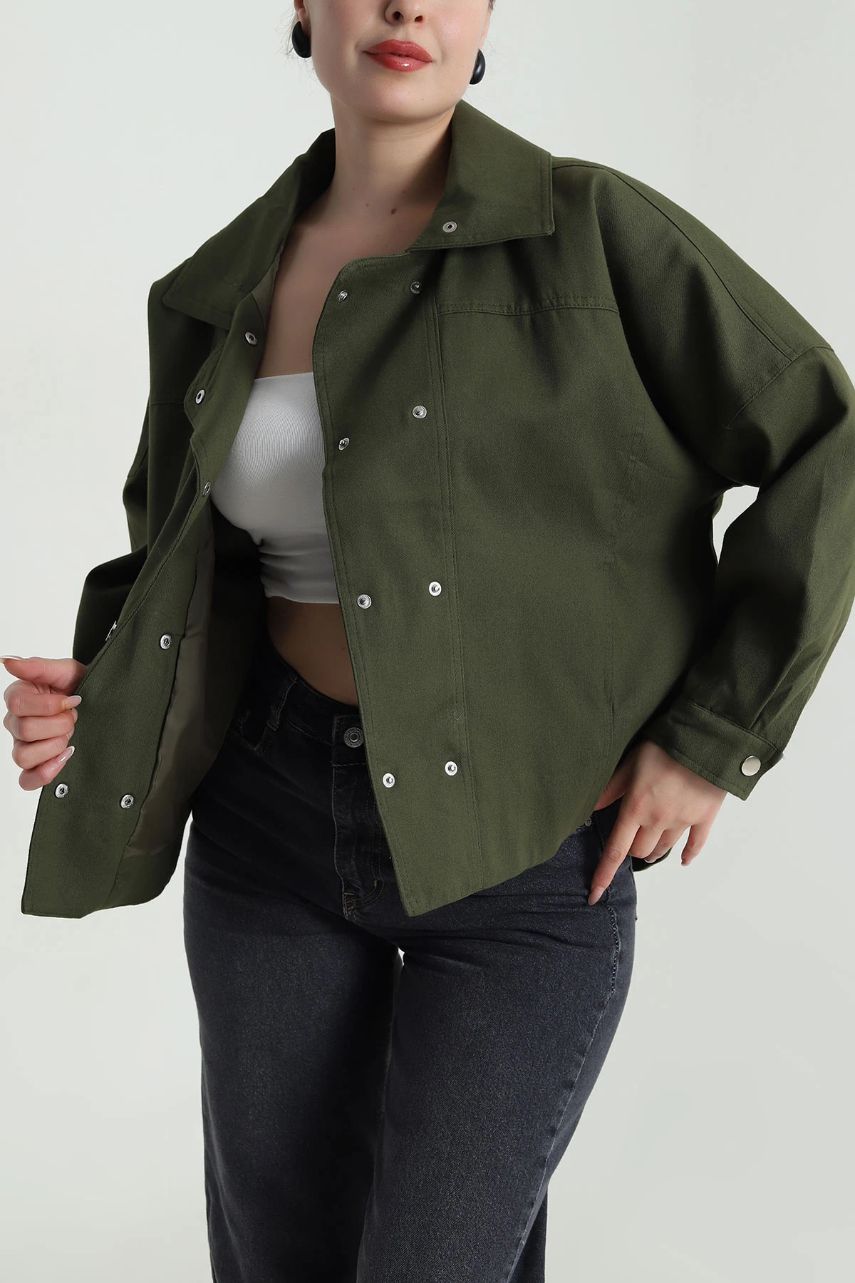 Haki Yeni Sezon Kadın Gabardin Ceket 492975